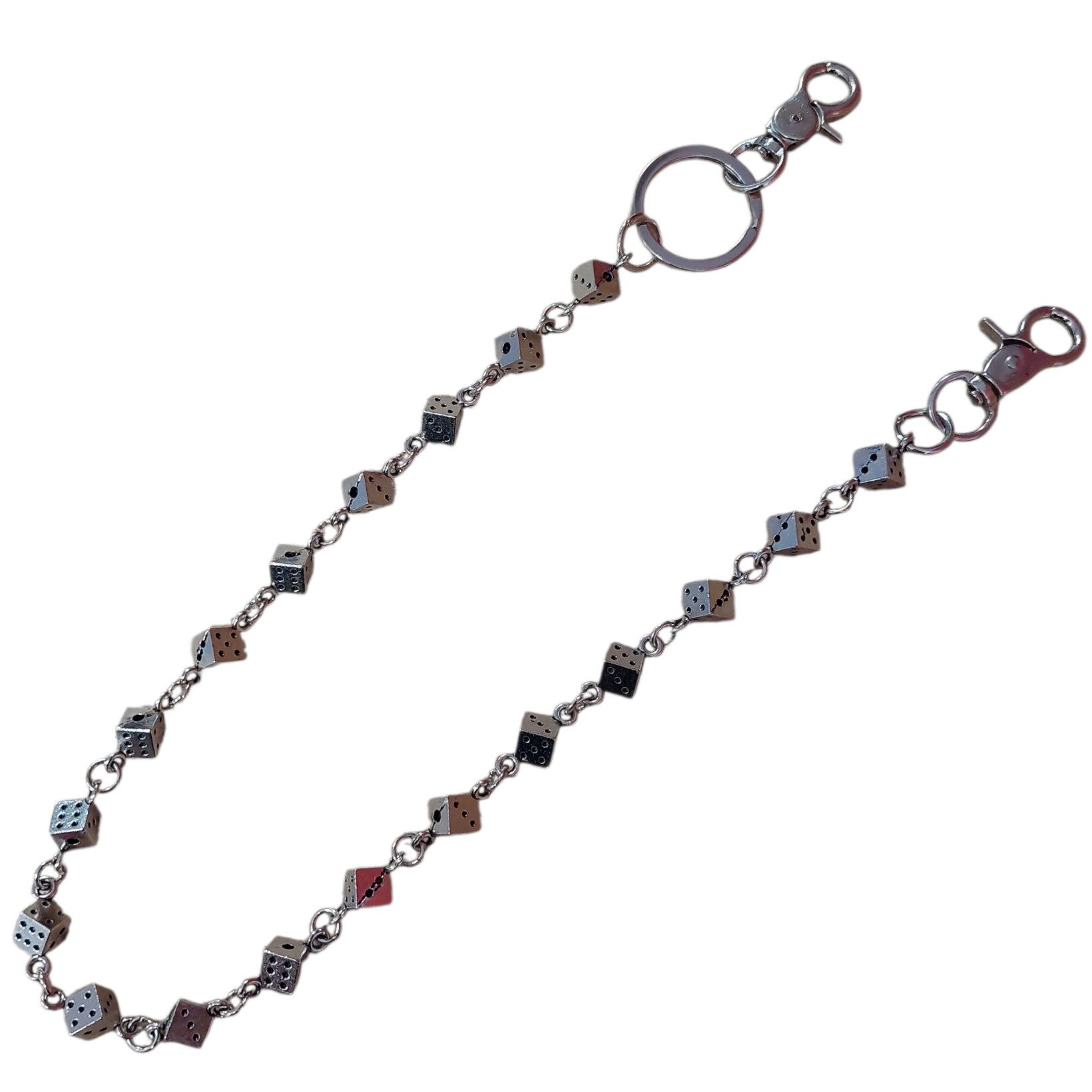 Ware aus aller Welt Hosenkette Einreihig mit Würfel-Design und Karabiner Geldbörsenkette Biker Kette, (1-tlg)