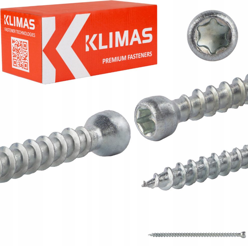 Klimas Holzbauschraube WKFC Vollgewinde-Konstruktionsschrauben Zylinderkopf Weiß, (100 St)