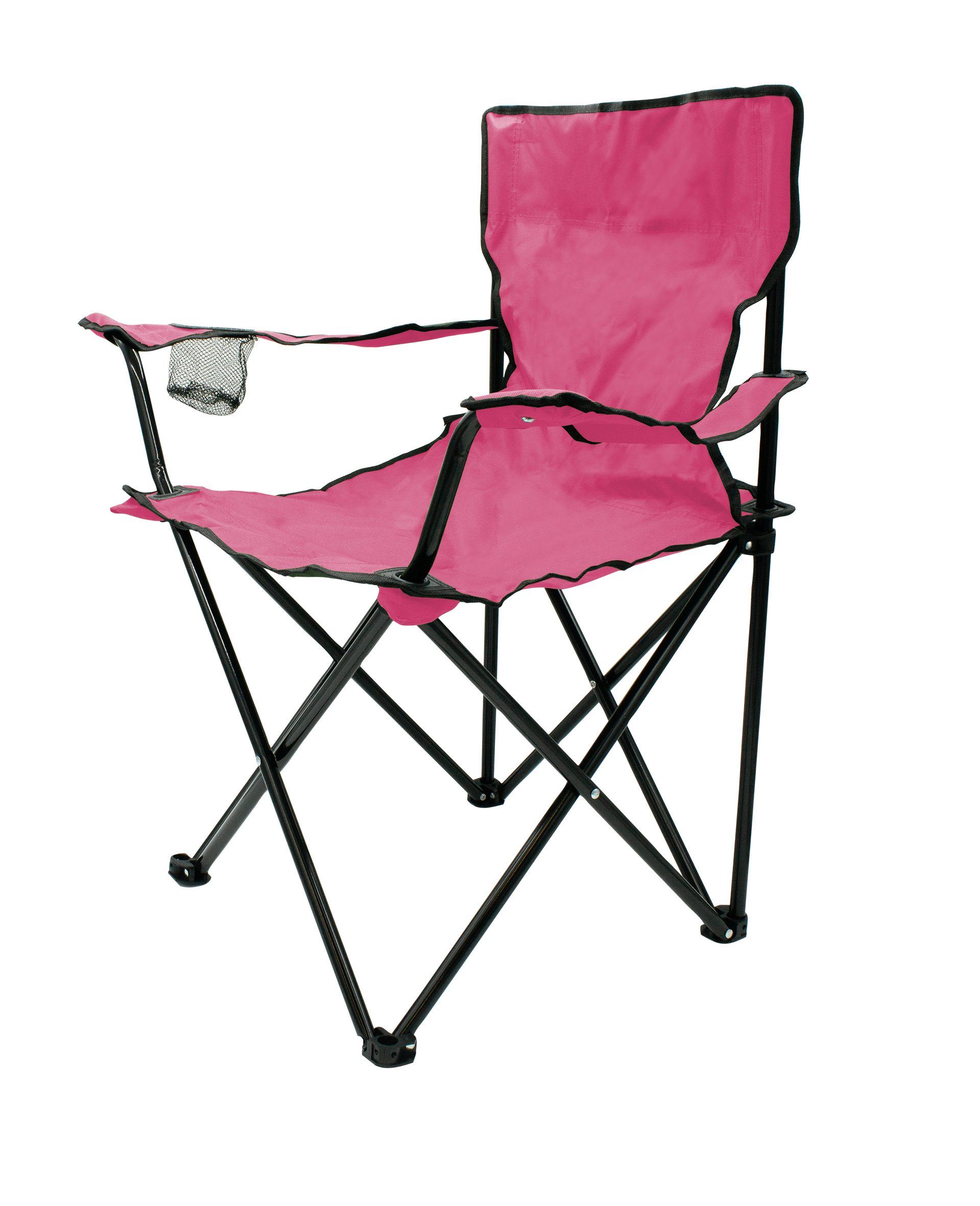 Spetebo Campingstuhl Campingstuhl mit Getränkehalter - pink (Stück, 1 St), Camping Strand und Garten Klappstuhl mit Tragetasche