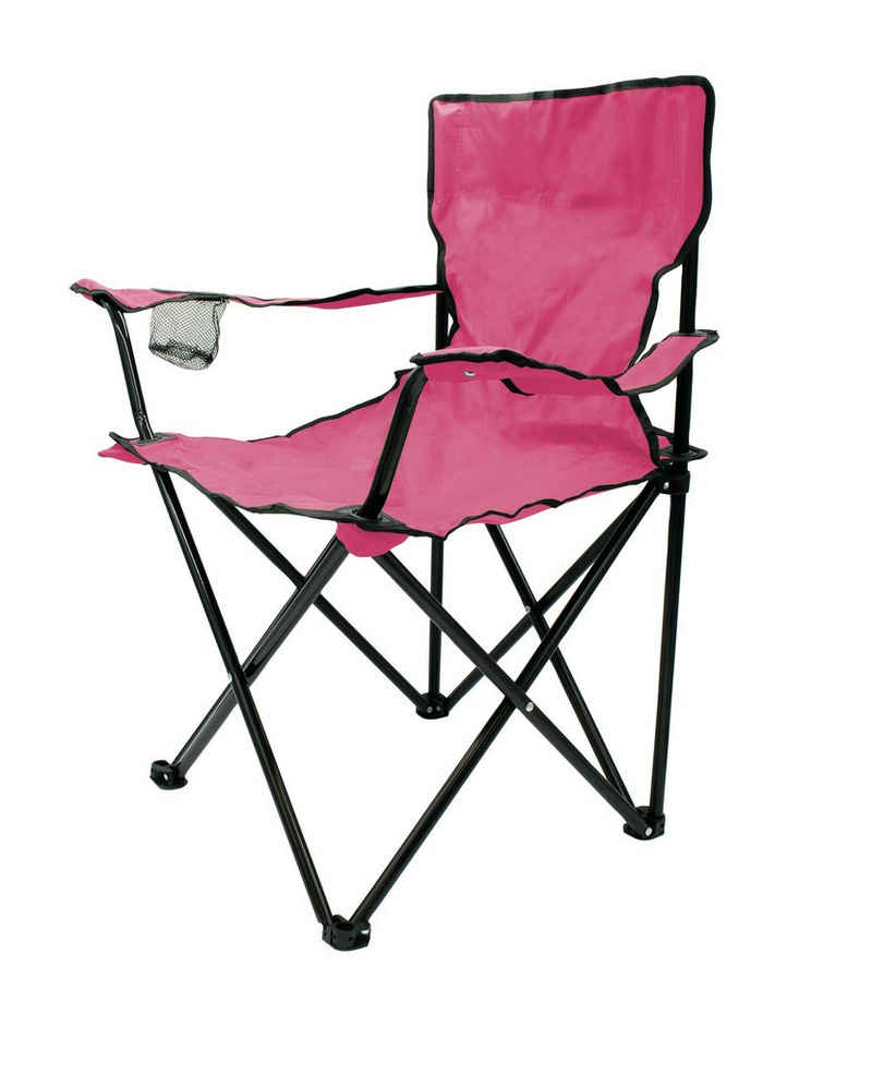 Spetebo Campingstuhl Campingstuhl mit Getränkehalter - pink (Stück, 1 St), Camping Strand und Garten Klappstuhl mit Tragetasche