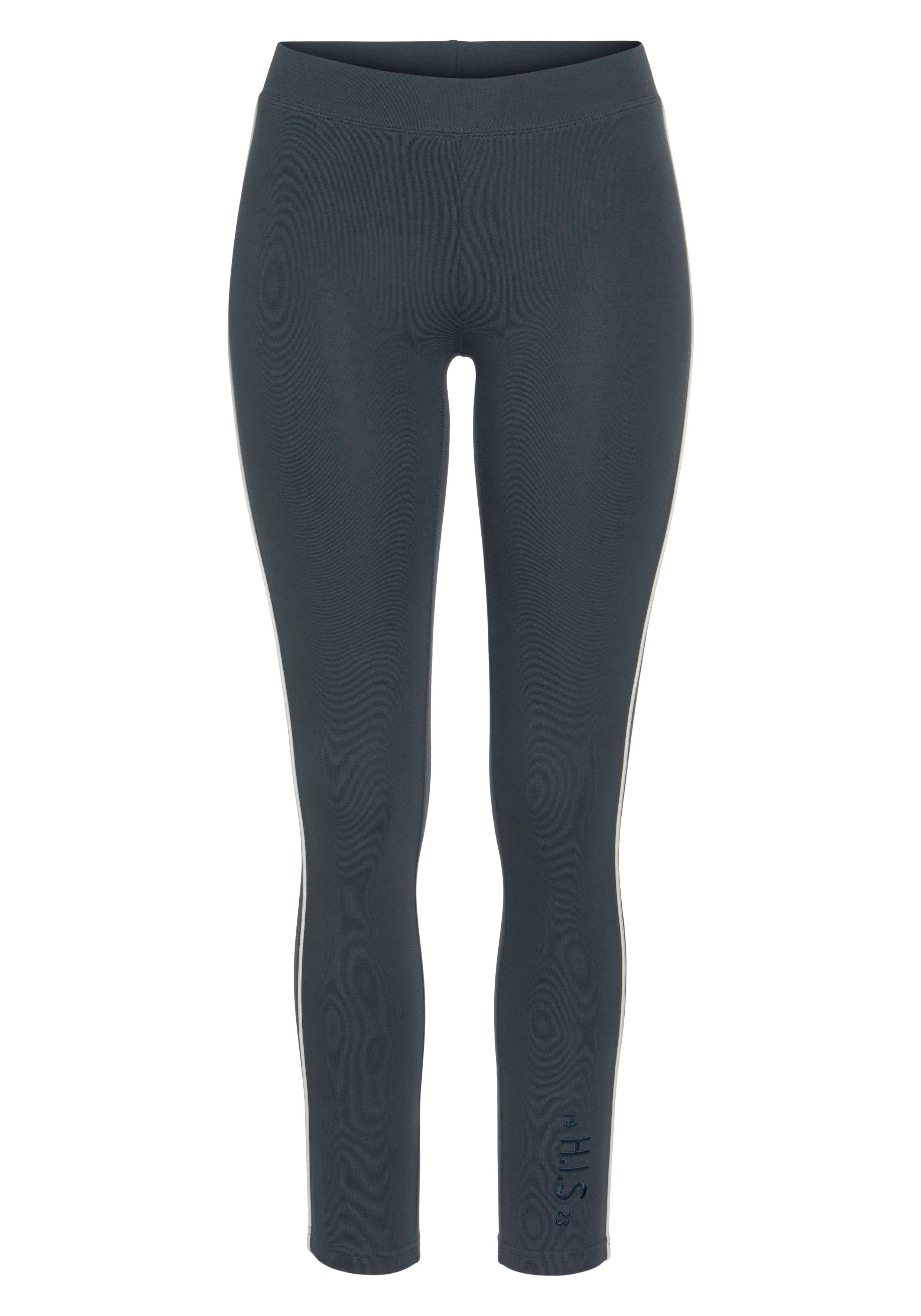 weißer Leggings Kontrastpaspel mit H.I.S navy