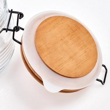Zeller Present Vorratsglas, Glas, Holz, Metall, (Set, 3-tlg)