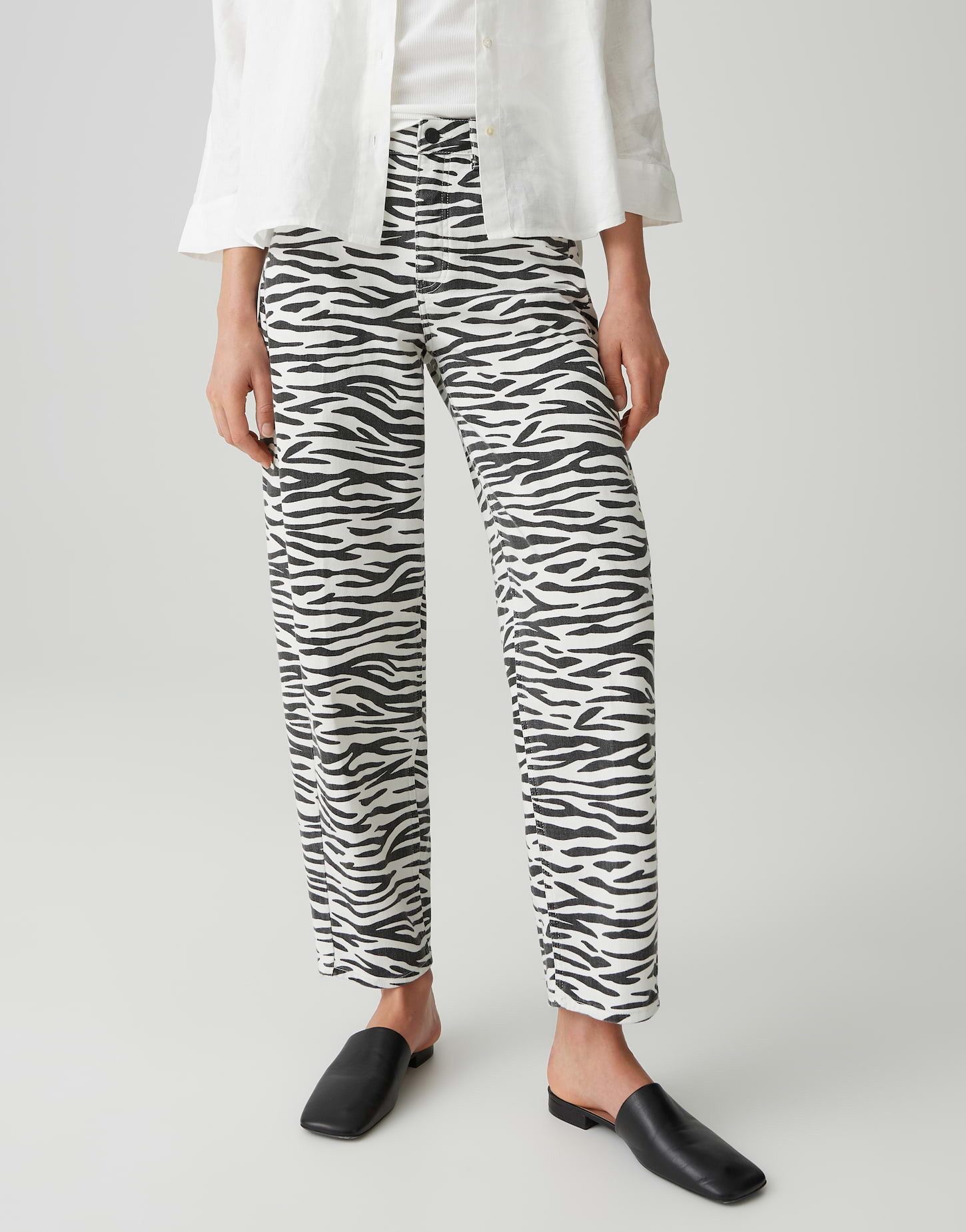 OPUS PANTS Relax-fit-Jeans Mari clear zebra aus Denim mit Animal Print Mit 5 Pocket Design für entspannte Denim Looks
