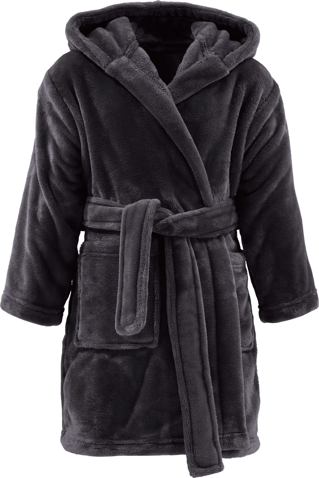 REDBEST Kinderbademantel Kinder-Bademantel "Perris" mit Kapuze, Rückenlänge: 66 cm, Fleece, mit Kapuze/mit Aufsatztasche:, default, Fleece Uni
