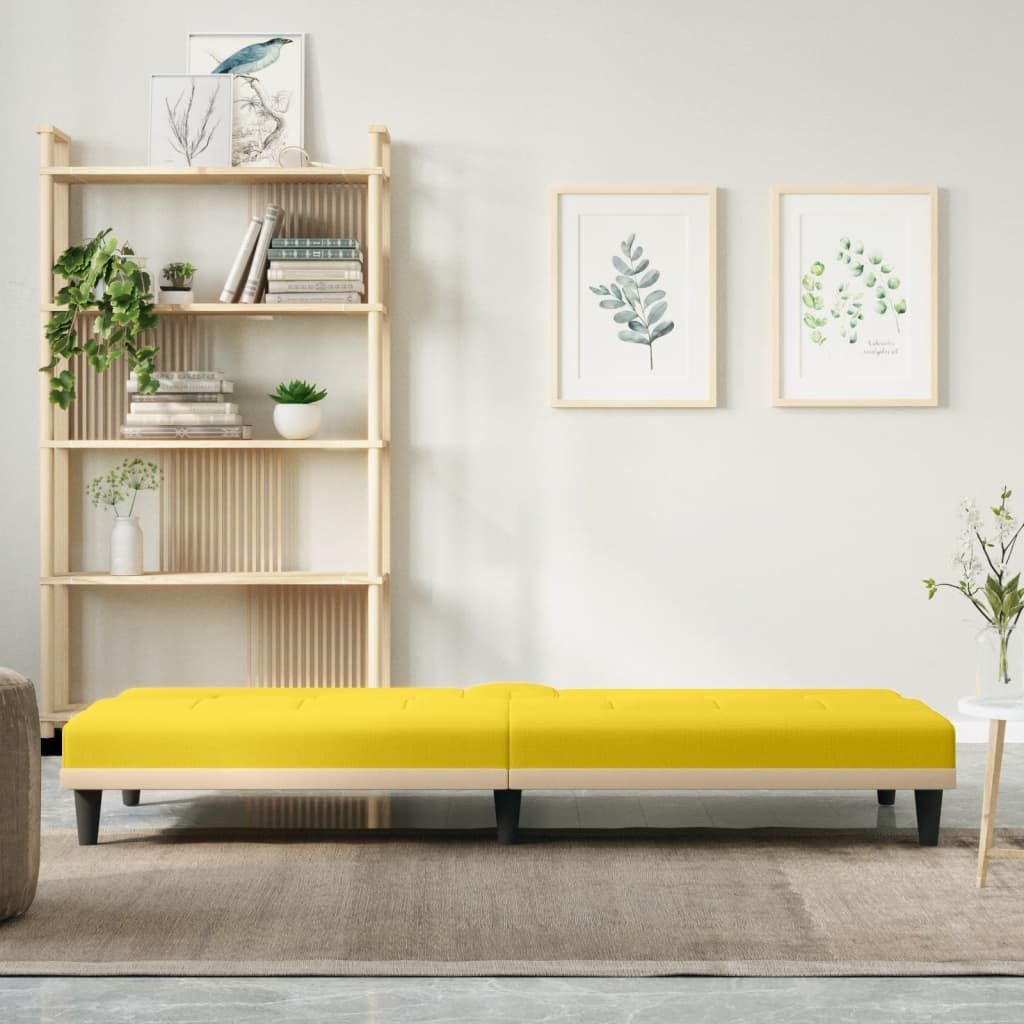 vidaXL Sofa Schlafsofa mit Getränkehaltern Hellgelb günstig online kaufen