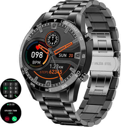Lige Smartwatch (1,3 Zoll, Android iOS), für Herren Mit Telefonfunktion 2023 Armbanduhr Fitnessuhr Smartwatch