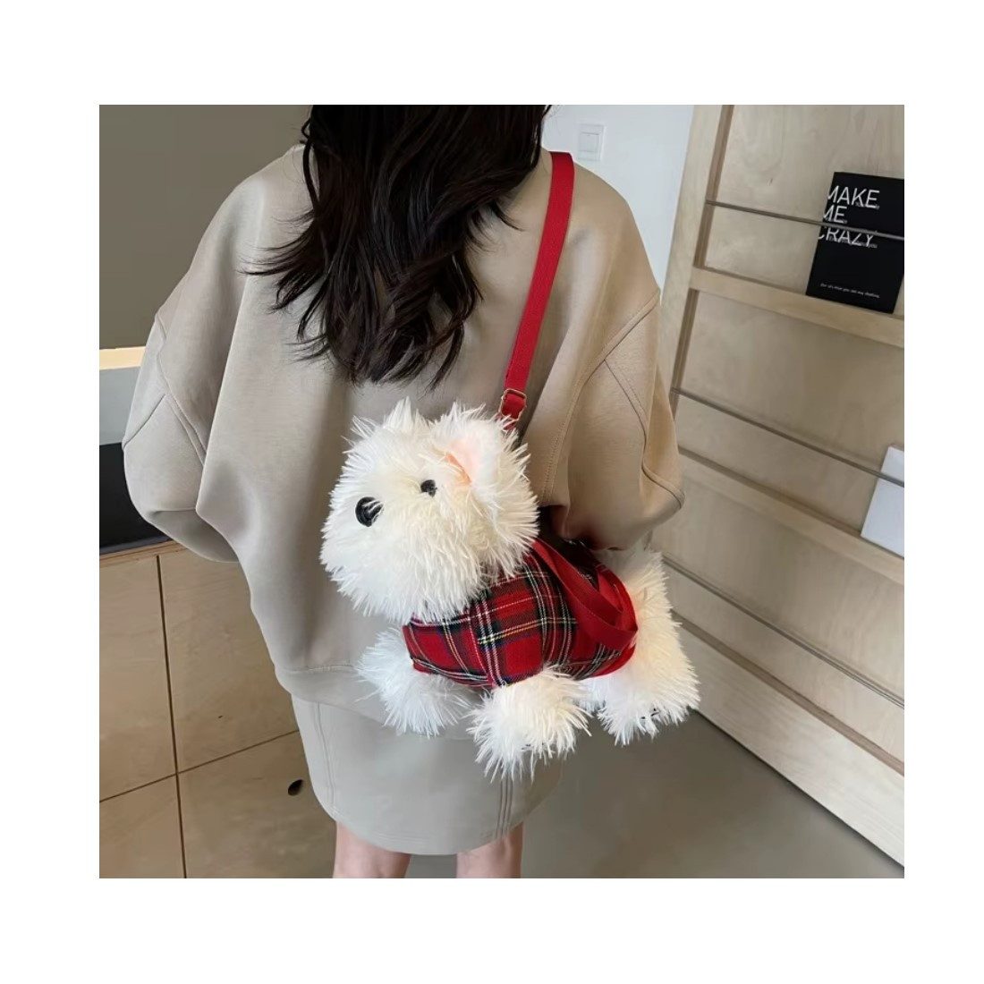 Einkaufszauber Schultertasche Designer Handtasche Malteser Hund - Bolonka Havaneser -, Handtasche und Kuscheltier gleichzeitig