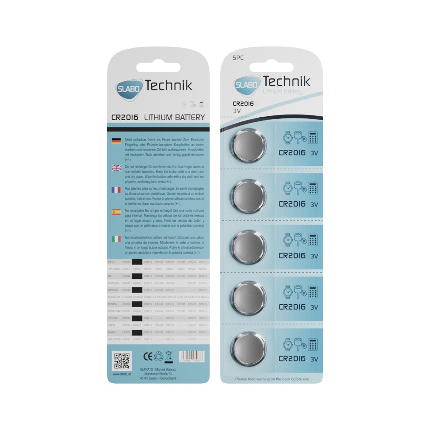 3.0V Lithium 10er-Pack - - SLABO – Taschenlampe, Armbanduhr, Batterien - Knopfzellen Knopfzellen Taschenrechner Li-Ion CR2016 10er-Pack Batterie für etc.