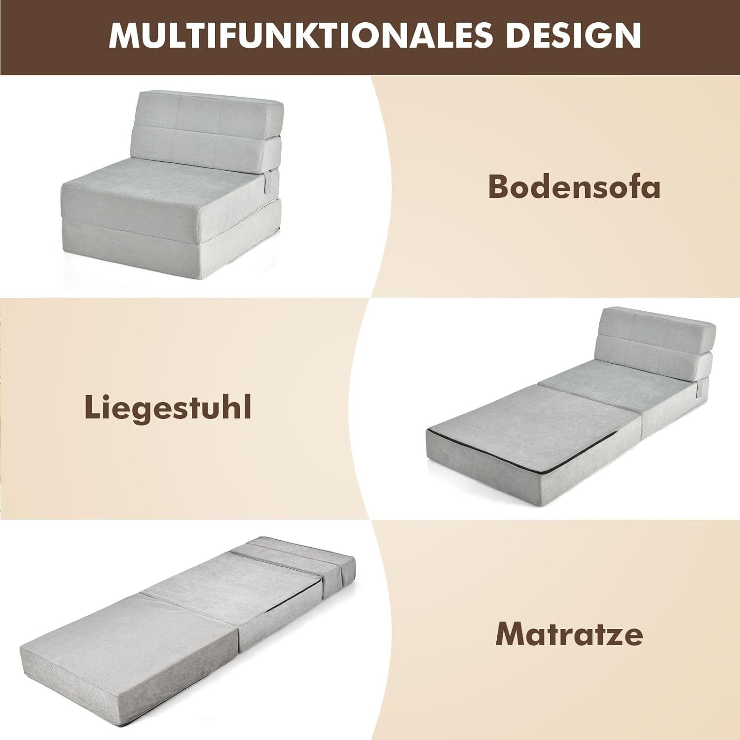 KOMFOTTEU Sofa Bodensofa, 3 in 1 klappbares Sofabett,aus Schaumstoff