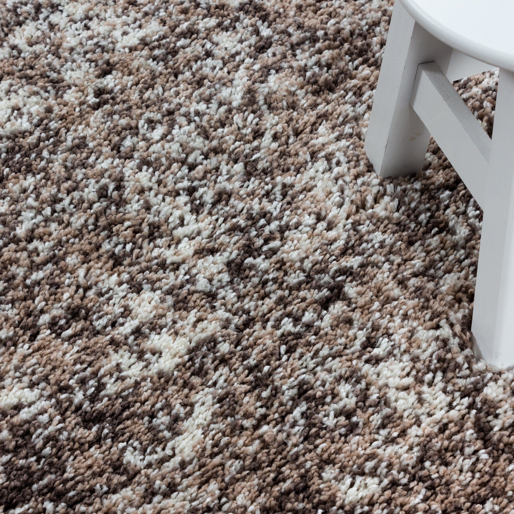 Teppich Meliert Design, HomebyHome, Rund, Höhe: 30 mm, Runder Teppich Meliert Design Wohnzimmer versch. farben und größen Beige