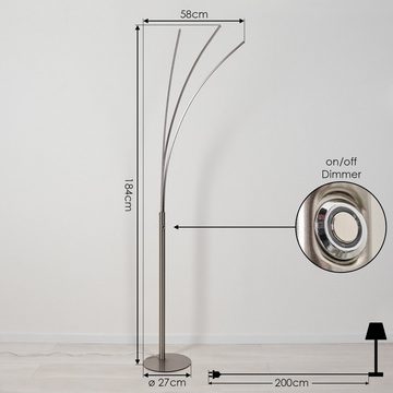 hofstein Stehlampe »Murci« Bodenlampe aus Metall in Nickel/Weiß, 3000 Kelvin, Standlampe dimmbar mit Tastdimmer in 4 Stufen, 20 Watt, 2490 Lumen
