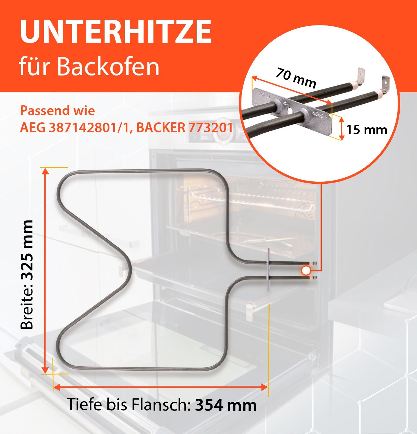 Ersatz 773201, 230V Backofen Heizelement BACKER VIOKS für AEG 3871428011 für Herd 1000W Electrolux Heizkörper