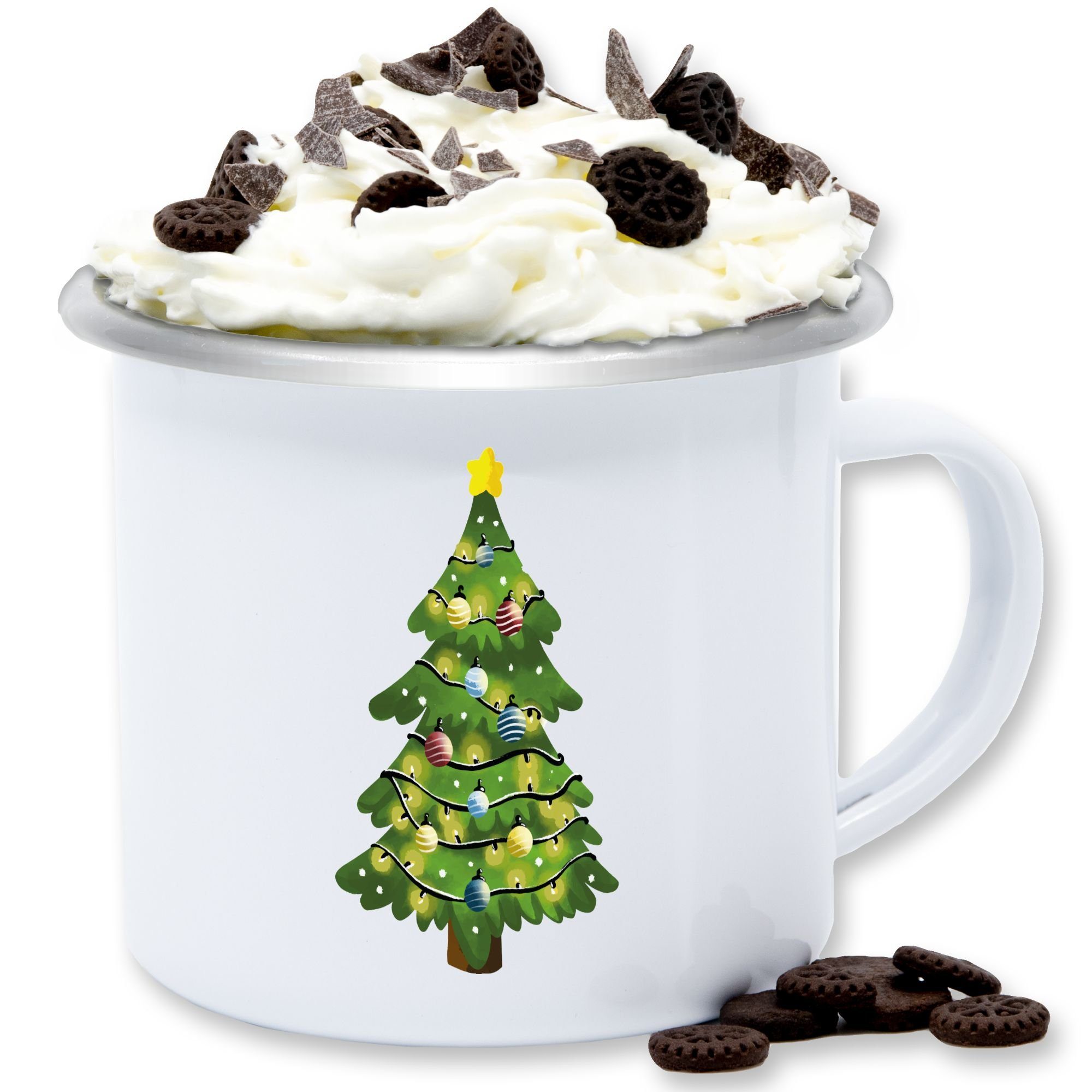 Shirtracer Tasse Weihnachtsbaum, Stahlblech, Weihnachtstasse 1 Weiß Silber | Teetassen