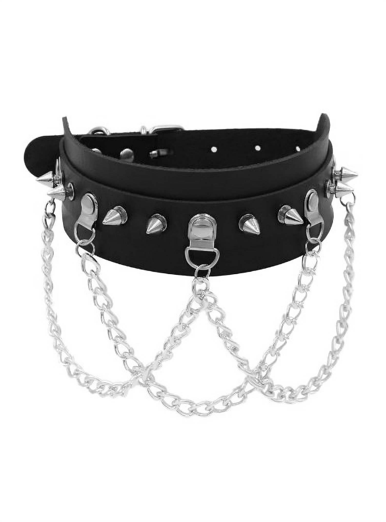 Metamorph Textilband Verstellbarere Halsschmuck Chain Choker, Größenverstellbarer Halsschmuck für Gothic, Fetish und Leather-Look