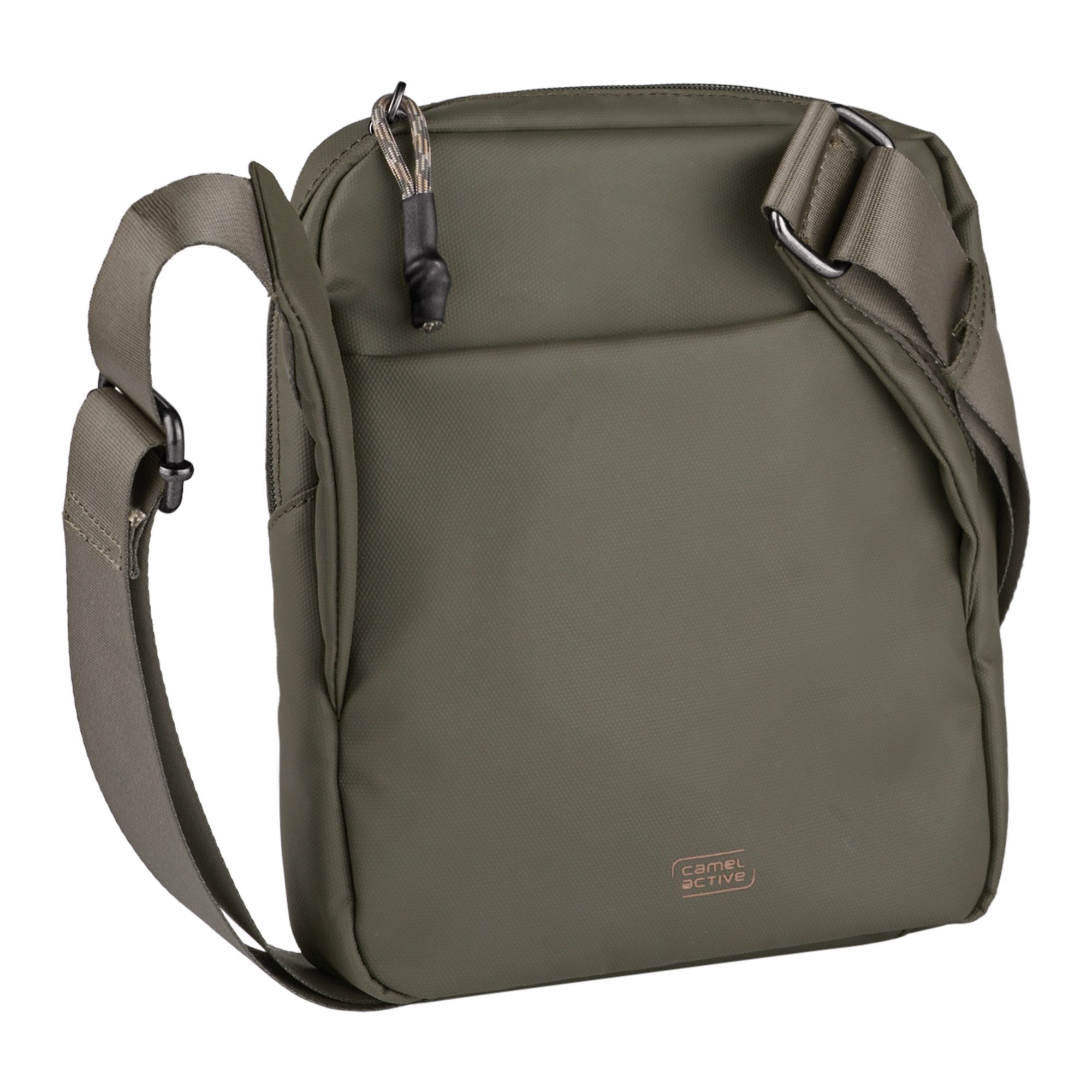 camel active Umhängetasche Explore, wasserabweisendes recyceltes Nylon und reflektierende Reißverschlüsse