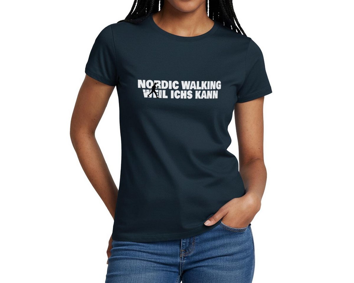 Spreadshirt T-Shirt Nordic Walking Weil Ichs Kann Frauen T-Shirt (1-tlg) Slim Fit, fällt klein aus