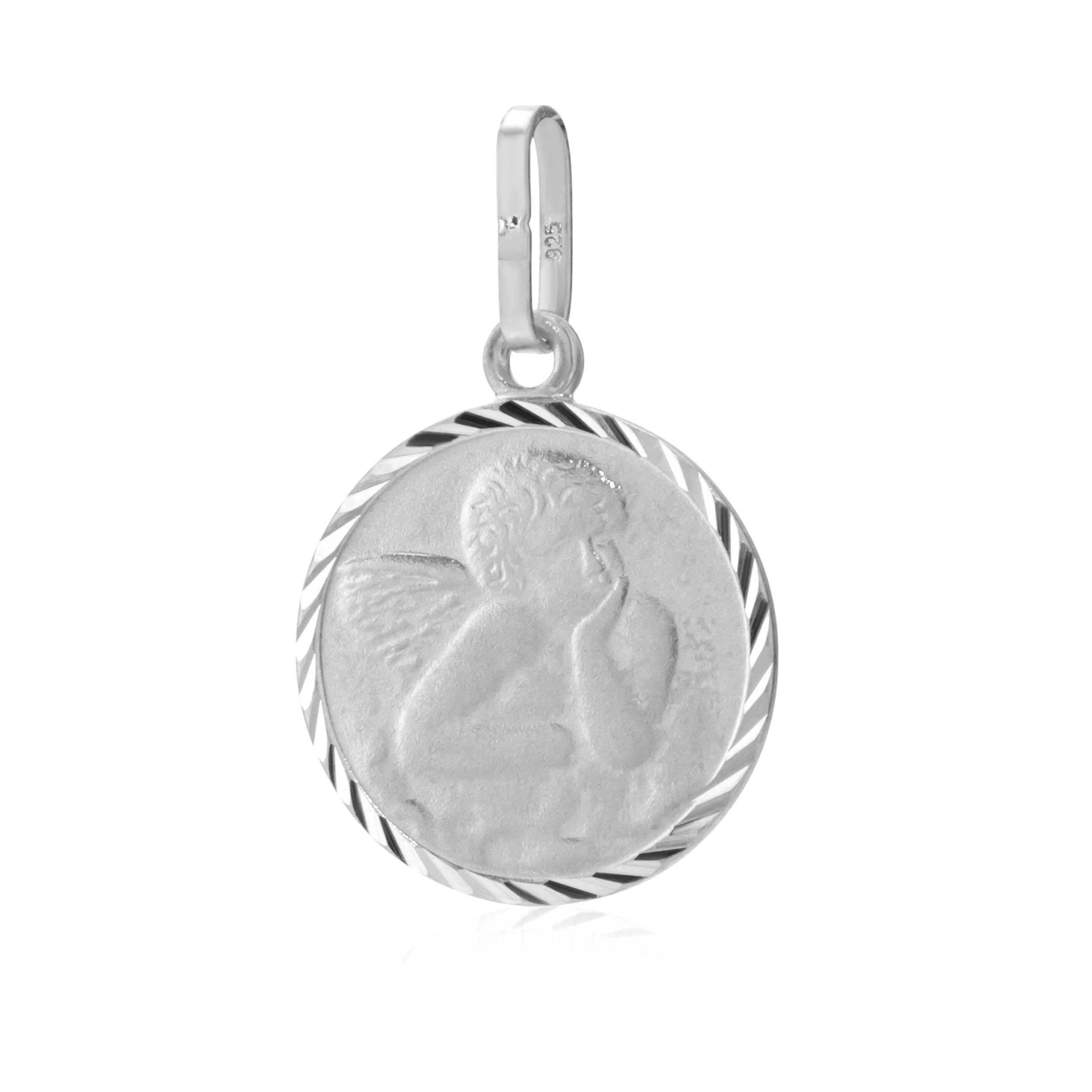 NKlaus Kettenanhänger Kettenanhänger Schutzengel 925 Silber diamantiert teilmatt 12mm Talism