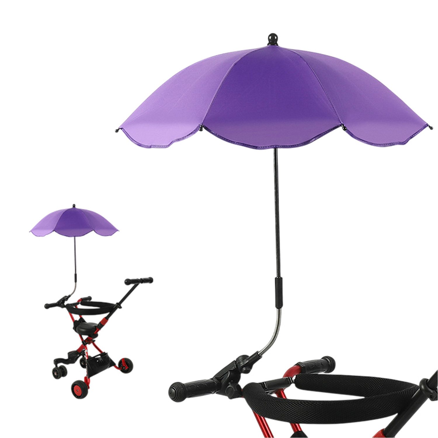 Refttenw Kinderwagenschirm Sonnenschirm Kinderwagen UPF50+ mit Verstellbarer Universeller Klemme, Ø 66 cm