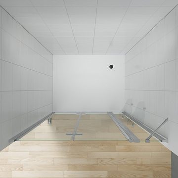 AQUABATOS Dusch-Falttür Begehbare Dusche faltbar Duschtür in Nische mit Festteil Nischentür, 90x187 cm, Einscheiben-Sicherheitsglas (ESG) 5 mm
