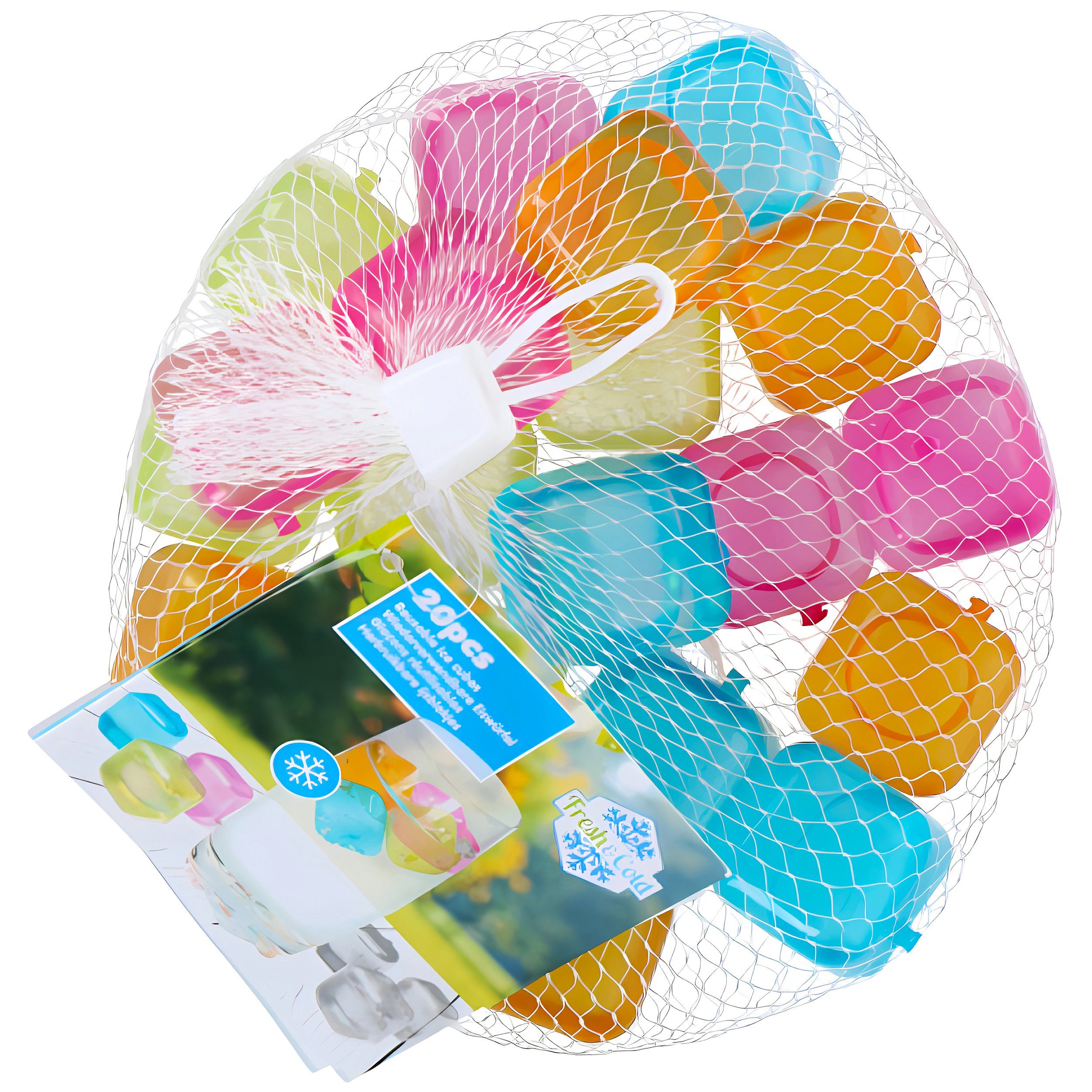 Eiswürfel-Steine 20x EISWÜRFEL Set aus Kunststoff PE wiederverwendbar 77 (Bunt)