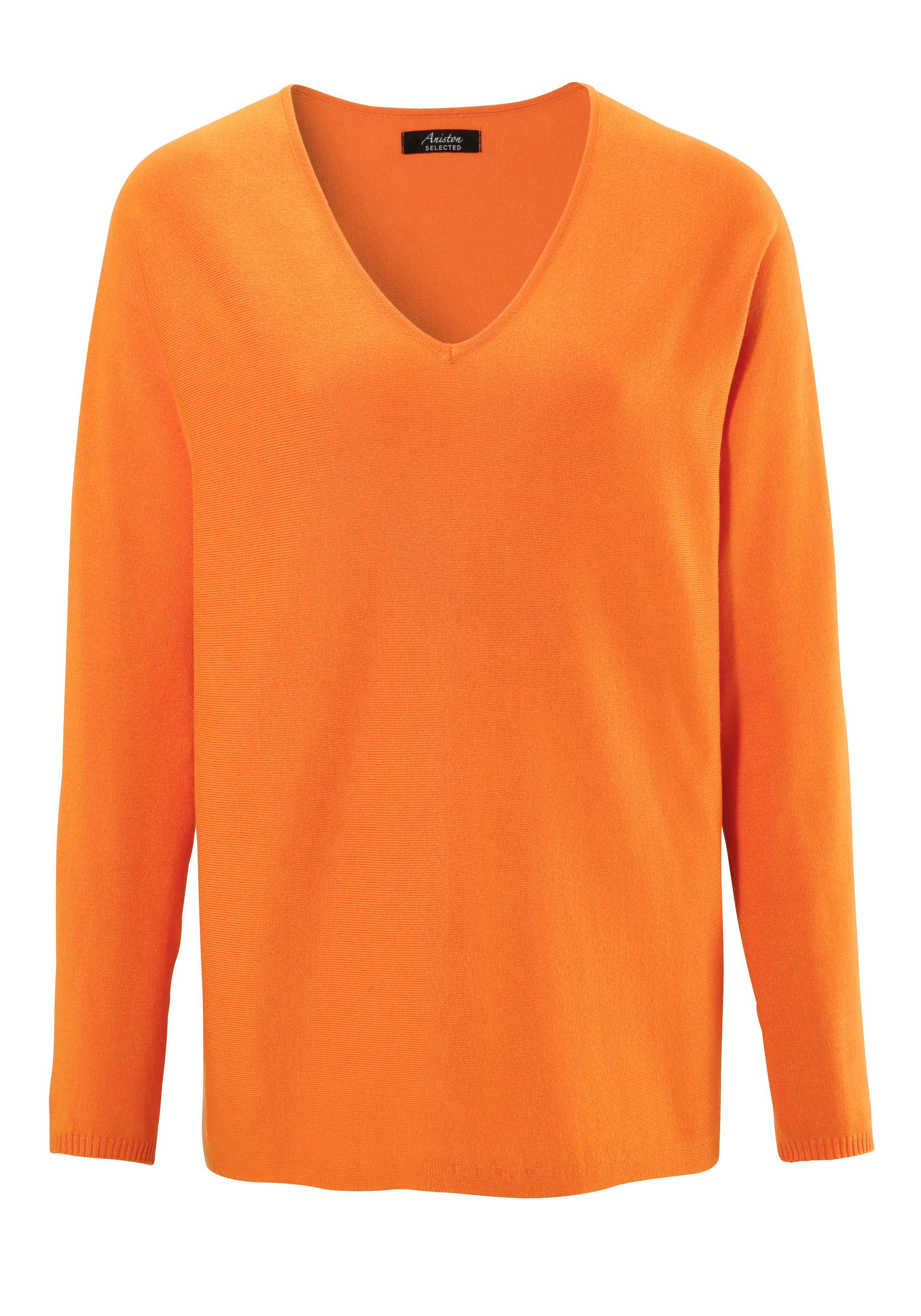 Aniston Oversize-Look im V-Ausschnitt-Pullover SELECTED orange