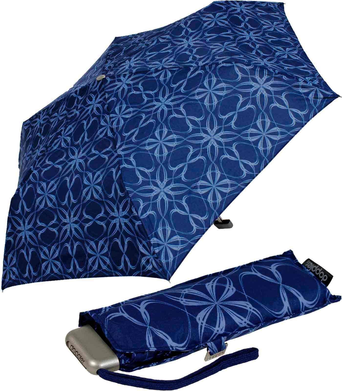 doppler® Langregenschirm Mini Carbonsteel Slim - Bloom, extrem flacher und sehr leichter Schirm blau | Stockschirme