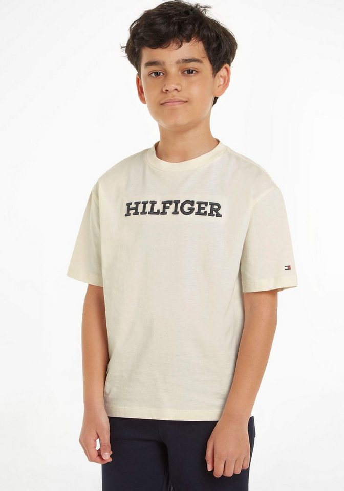Tommy Hilfiger T-Shirt U MONOTYPE TEE S/S mit großer Logo-Stickerei,  Normale Passform mit elastischem Rundhalsausschnitt