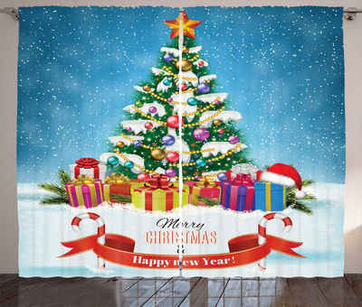 Gardine Schlafzimmer Kräuselband Vorhang mit Schlaufen und Haken, Abakuhaus, Weihnachten Neujahr Themenboxen