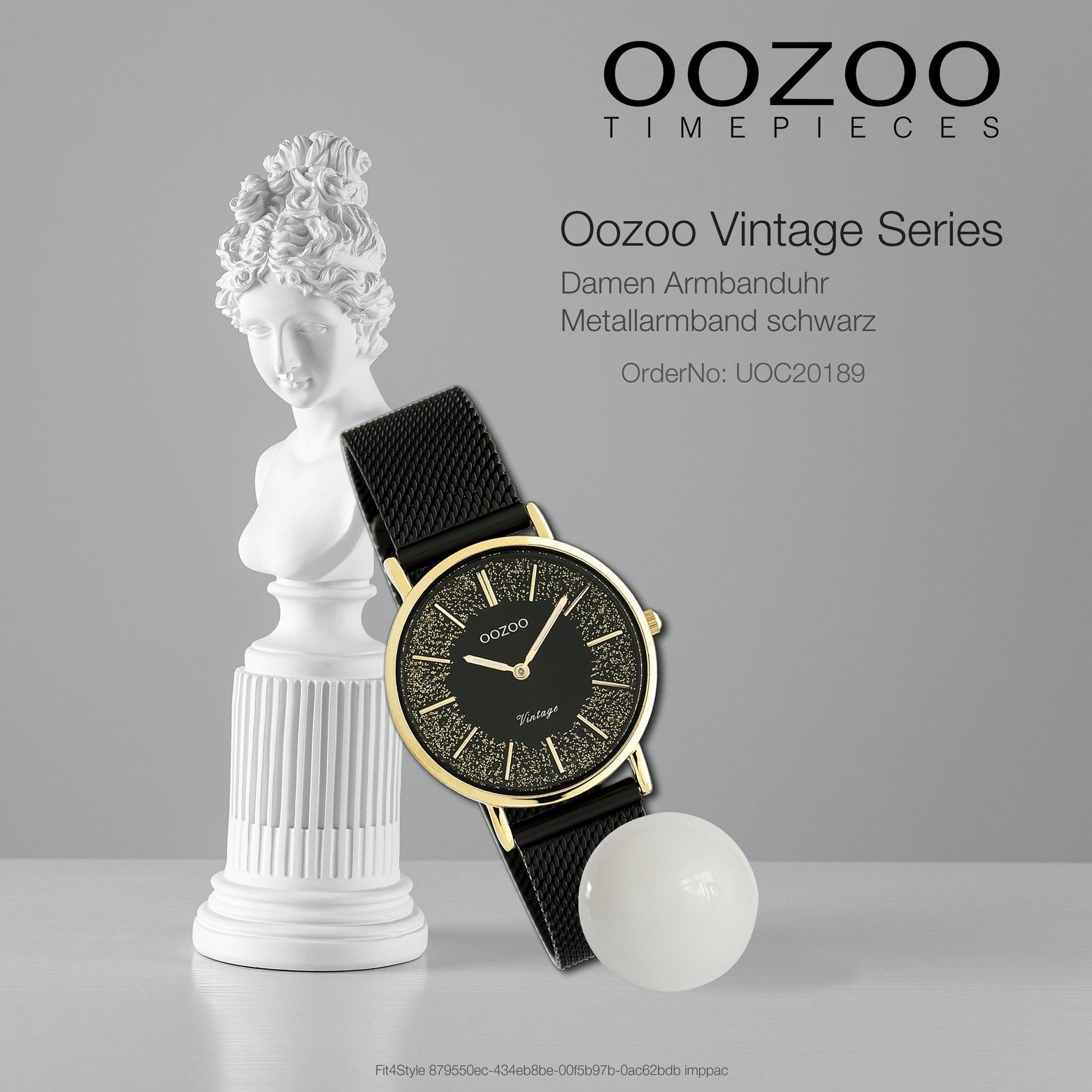 OOZOO Quarzuhr Oozoo Damen Armbanduhr Casual-Style Mesharmband, mittel Vintage Damenuhr (ca. Series, 32mm) Metall, rund