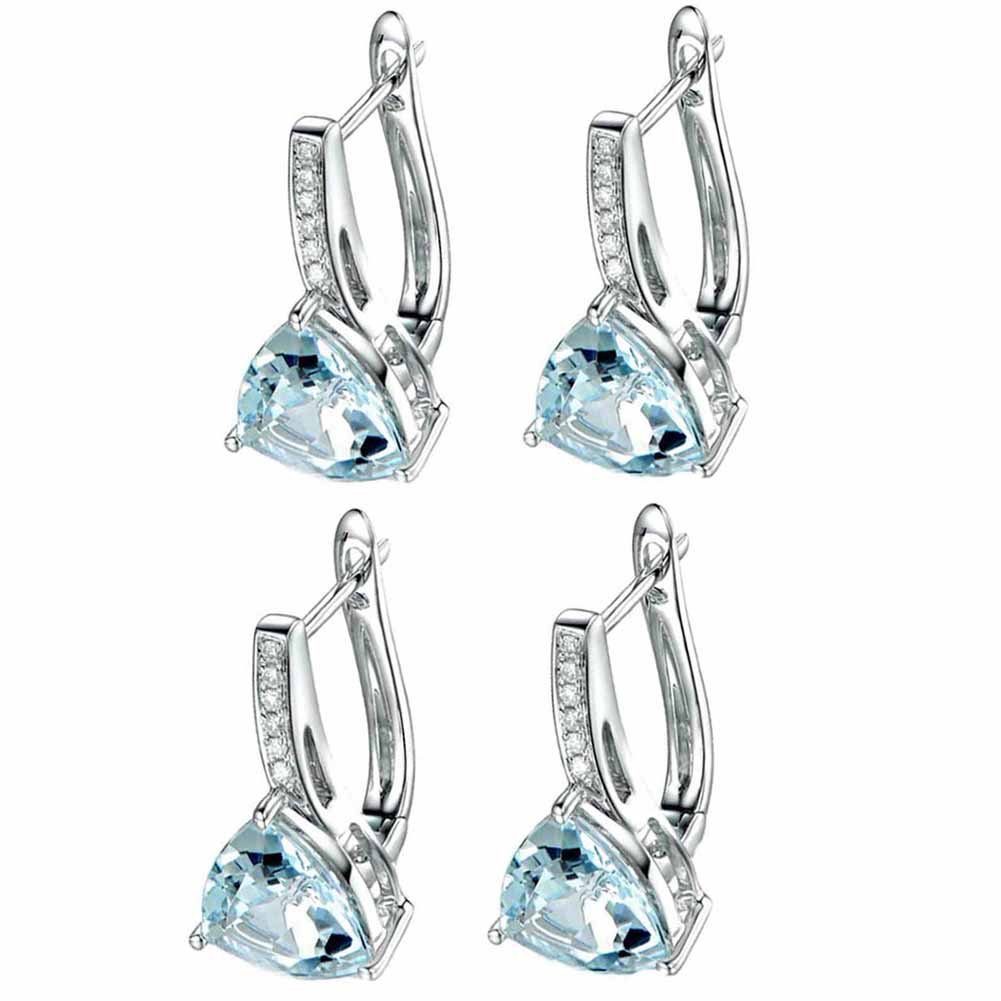 fulaide Paar Ohrhänger Tropfen Ohrstecker 2 Paar Silber & Ohrringe Aquamarin Schmuck Hellblau&Hellblau Frauen