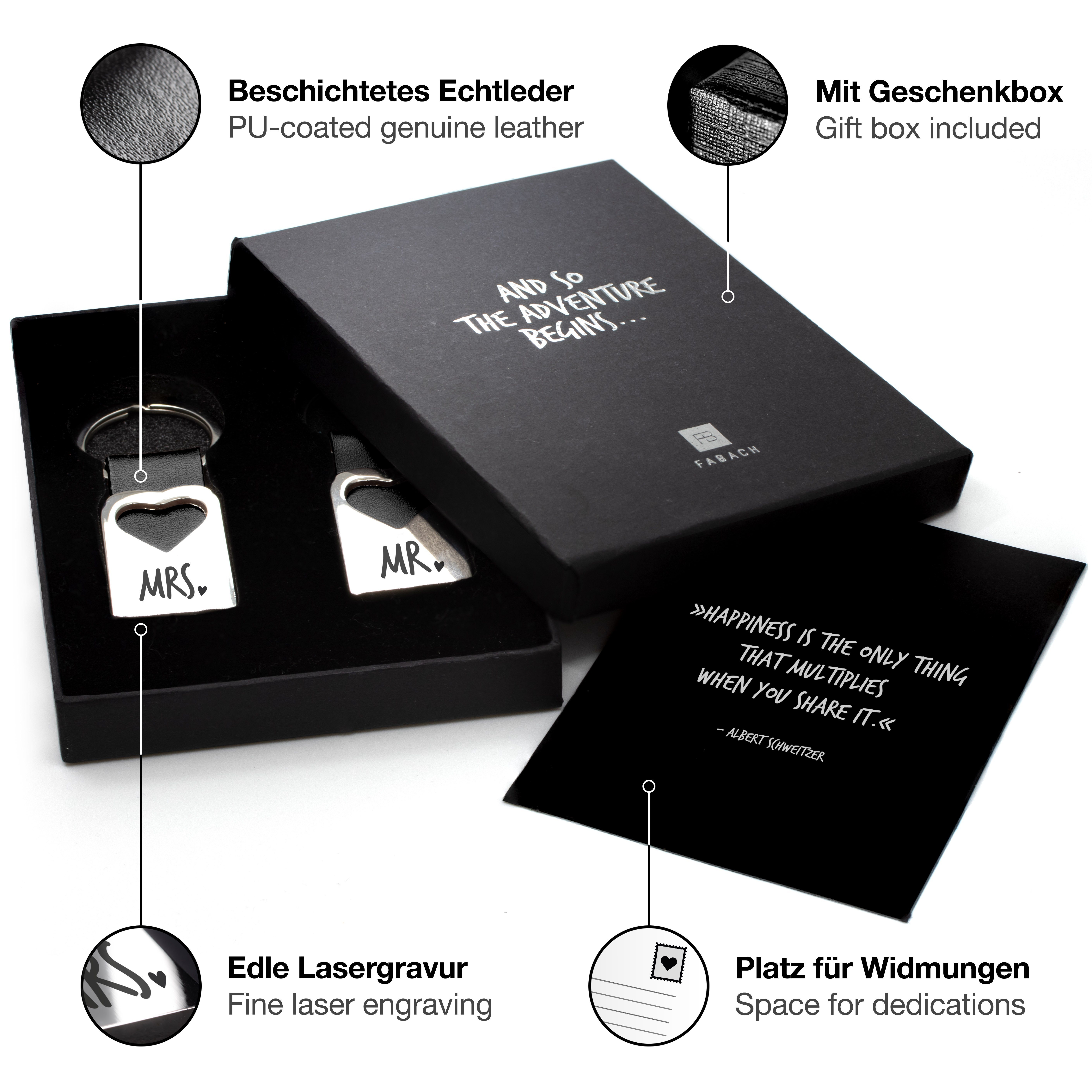 FABACH Schlüsselanhänger Set Leder mit Gravur günstig online kaufen