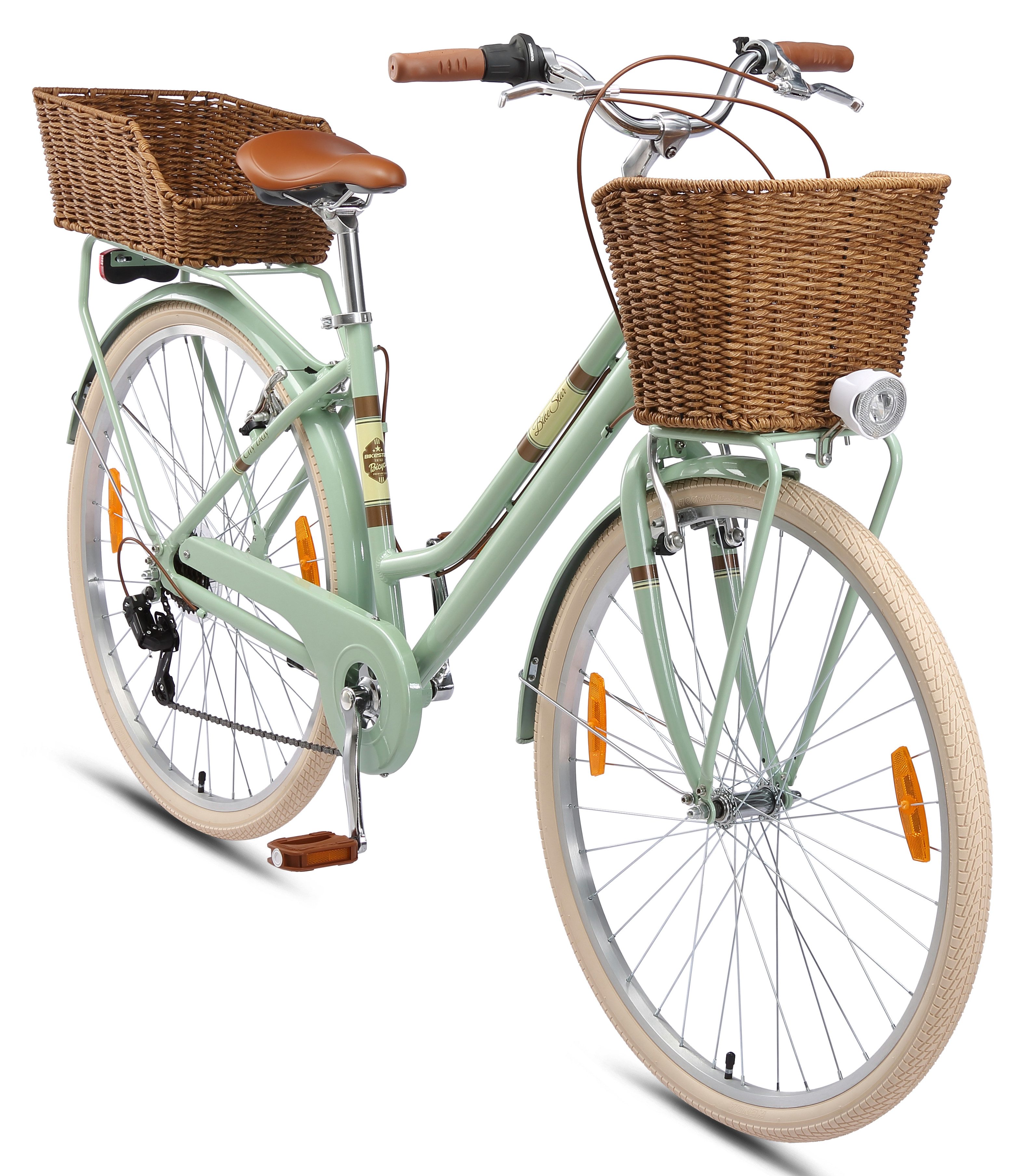 Bikestar Hollandrad 28 Zoll, ab 164 cm, Aluminium, Damen, Herren, 7 Gang Shimano Tourney RD-TY300 Schaltwerk, Kettenschaltung, V-Bremse, Rahmen 45.7 cm, Hollradrad, Retro