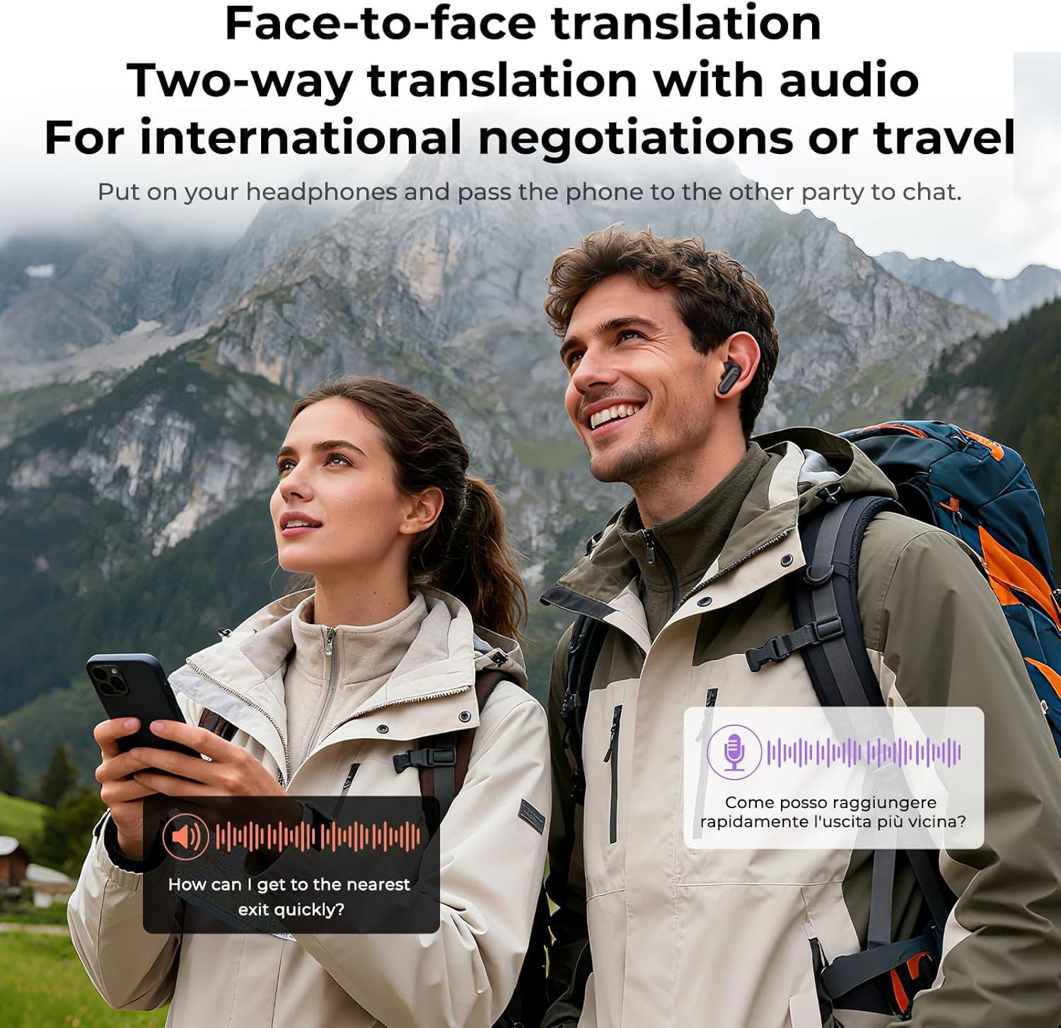 Athlix Übersetzer Kopfhörer Echtzeit Sprachübersetzer Kabellos Headset In-Ear-Kopfhörer (Ja, 134 Sprachen, Musikwiedergabe, Anrufsteuerung)