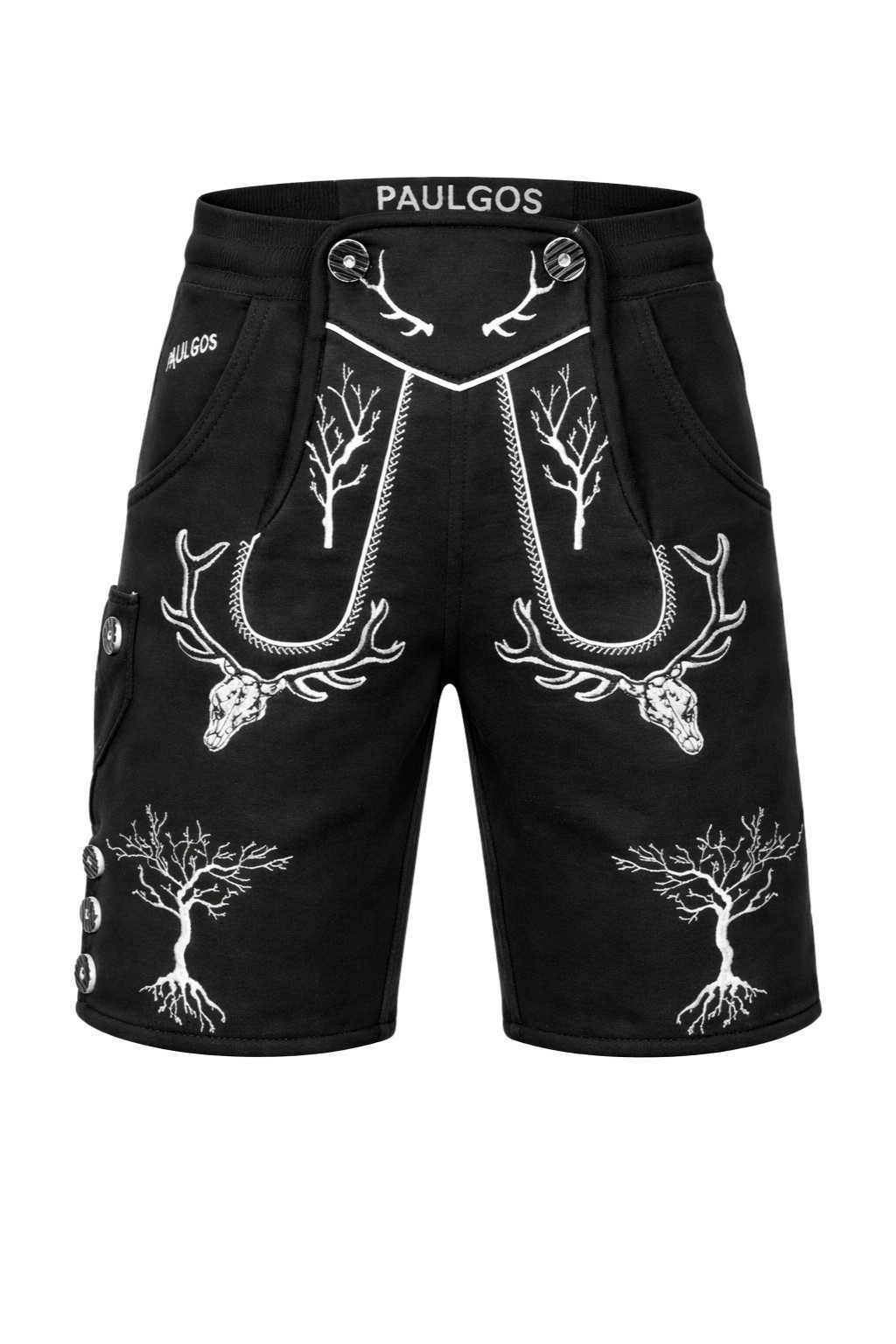 PAULGOS Trachtenhose Herren Jogginghose Design Lederhose Kurz Sweathose Bermuda Shorts JOK6