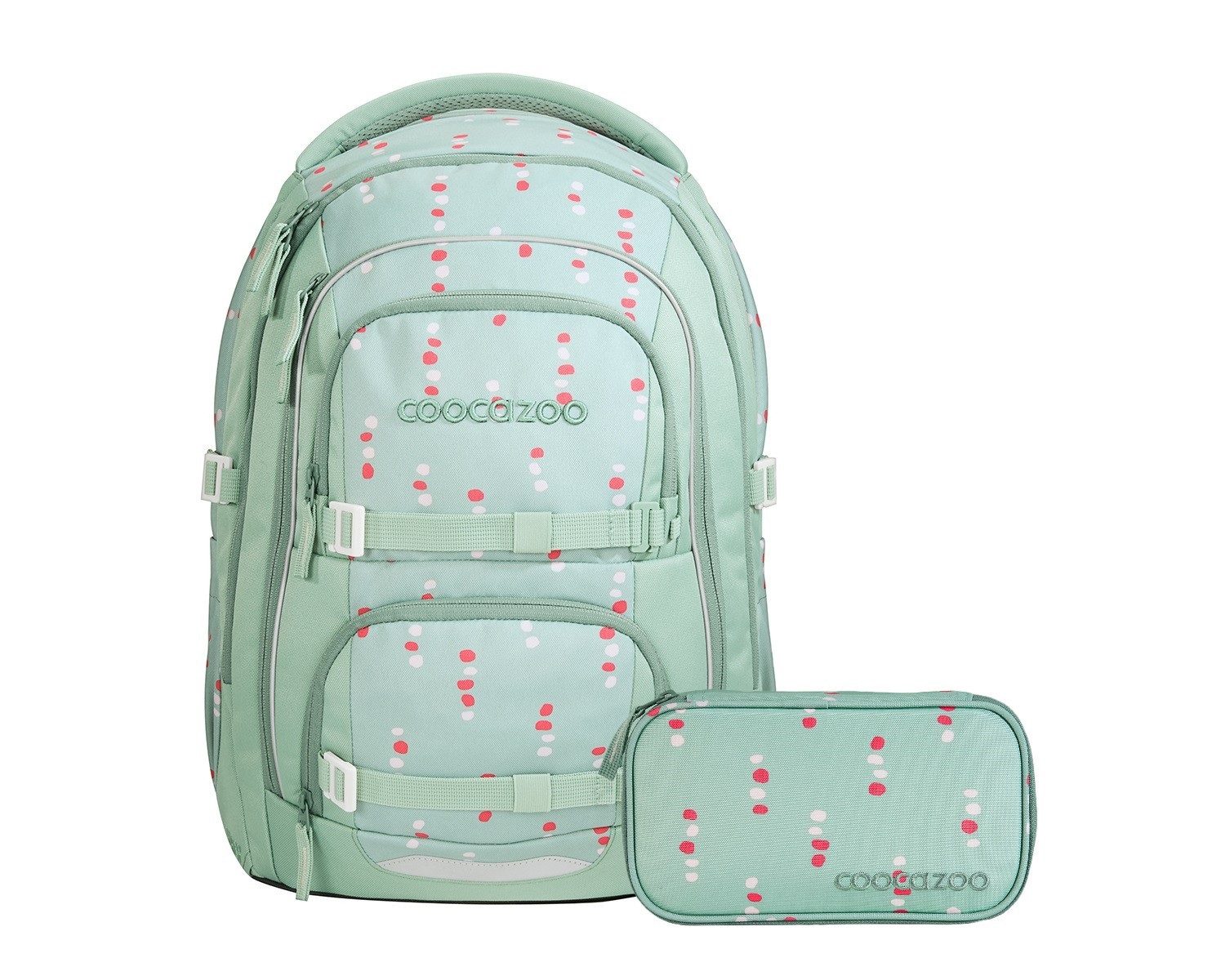 coocazoo Schulranzen Schulrucksack-Set PORTER, Dancing Dots 2-teilig (2-teilig), ergonomisch, Körpergröße: 135 - 180 cm, Easy-Grow-System