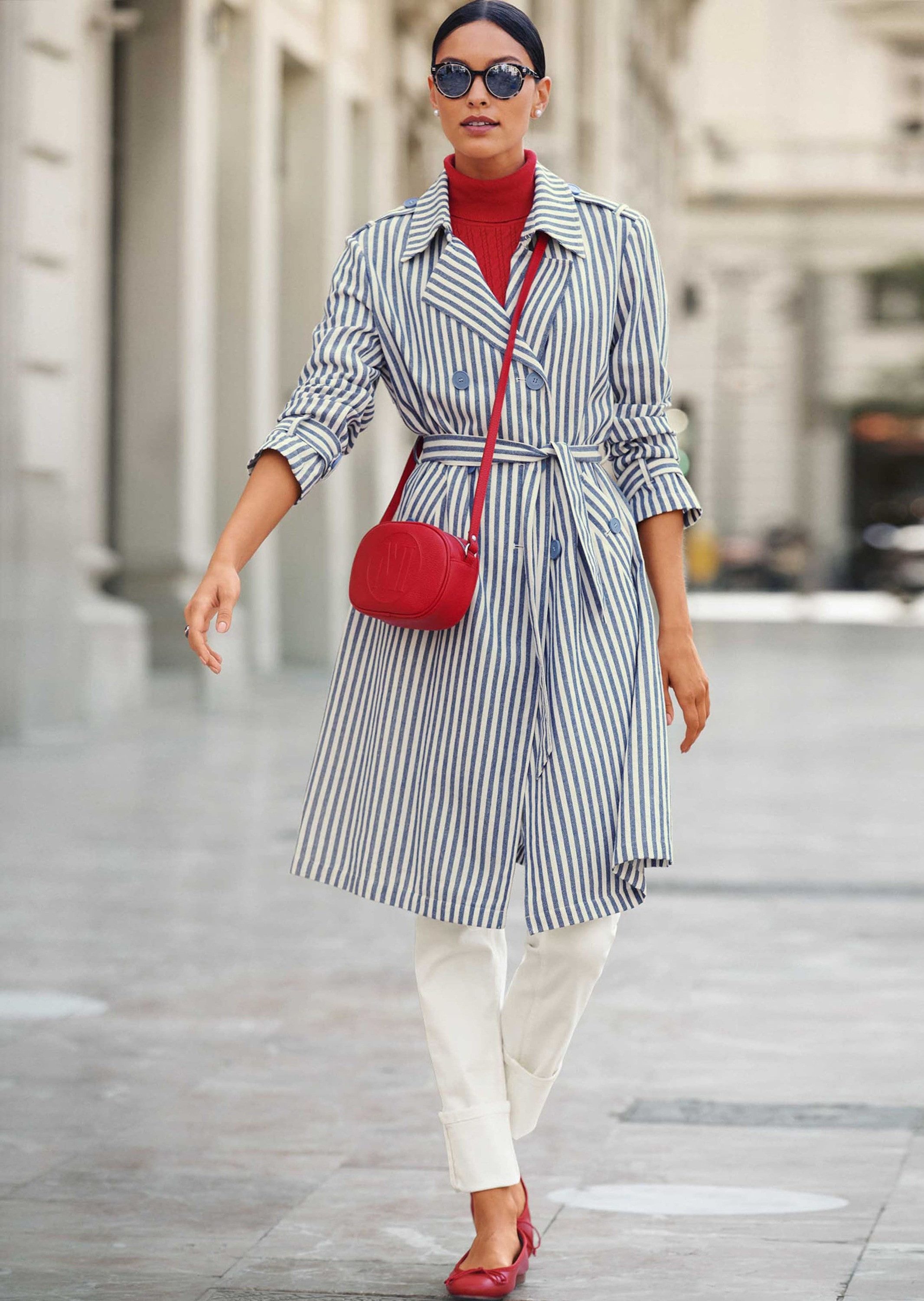 MADELEINE Kurzmantel Trenchcoat mit Streifen