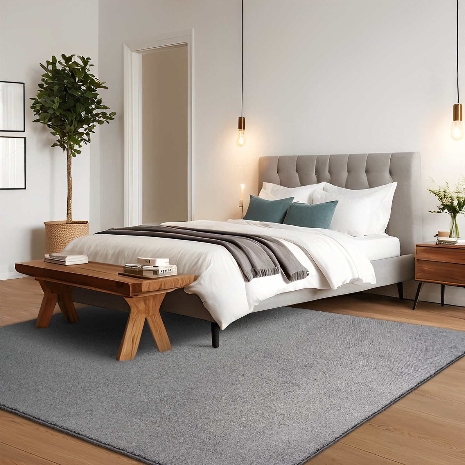 Topfinel Teppich rechteckig, Wohnzimmer Teppich modern rutschfest, Kundenli günstig online kaufen