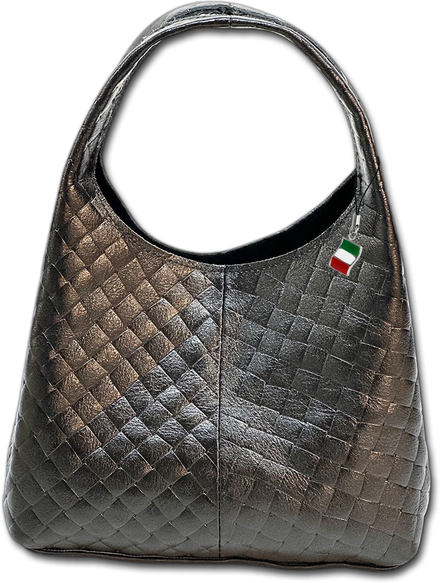 FLORENCE Schultertasche Florence Damen Schultertasche Leder (Schultertasche, Schultertasche), Damen Tasche Echtes Leder schwarz, Made-In Italy