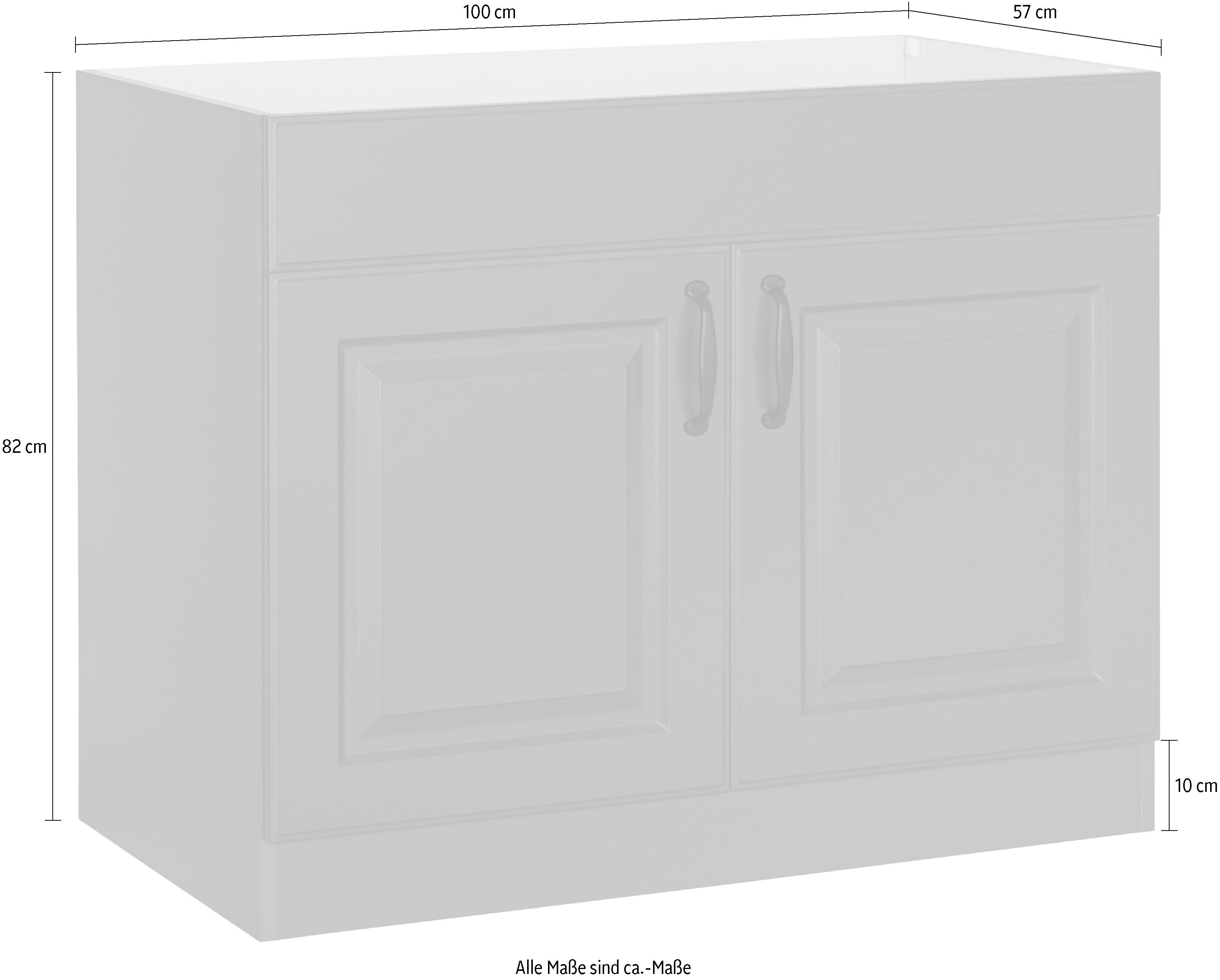 wiho Küchen Spülenschrank Erla 100 Arbeitsplatte Kassettenfront, cm | ohne Weiß/Weiß mit breit Weiß
