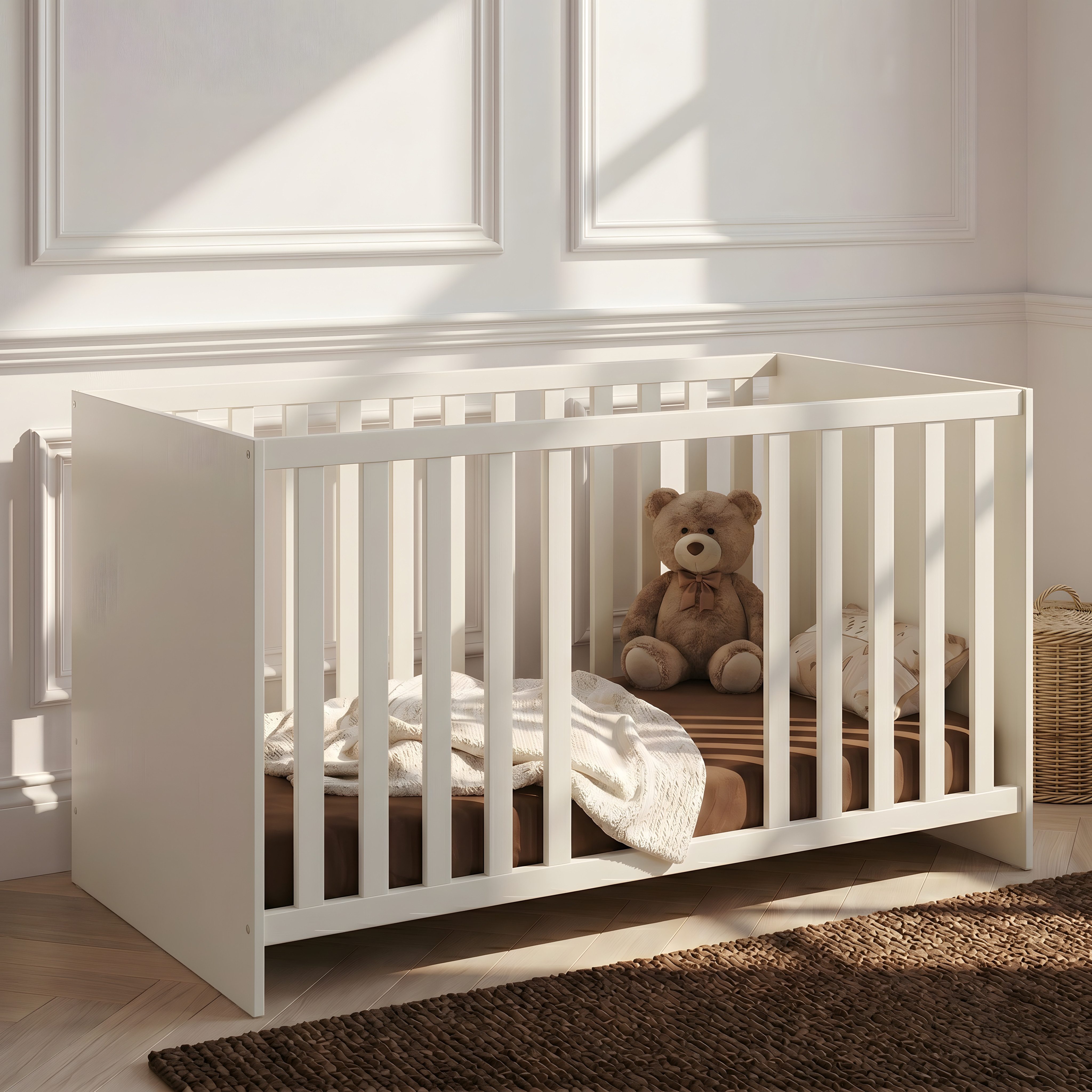 arthur berndt Babybett Essentials, Made in Germany; mit Schlupfsprossen;Mitwachsend; 4x höhenverstellbar