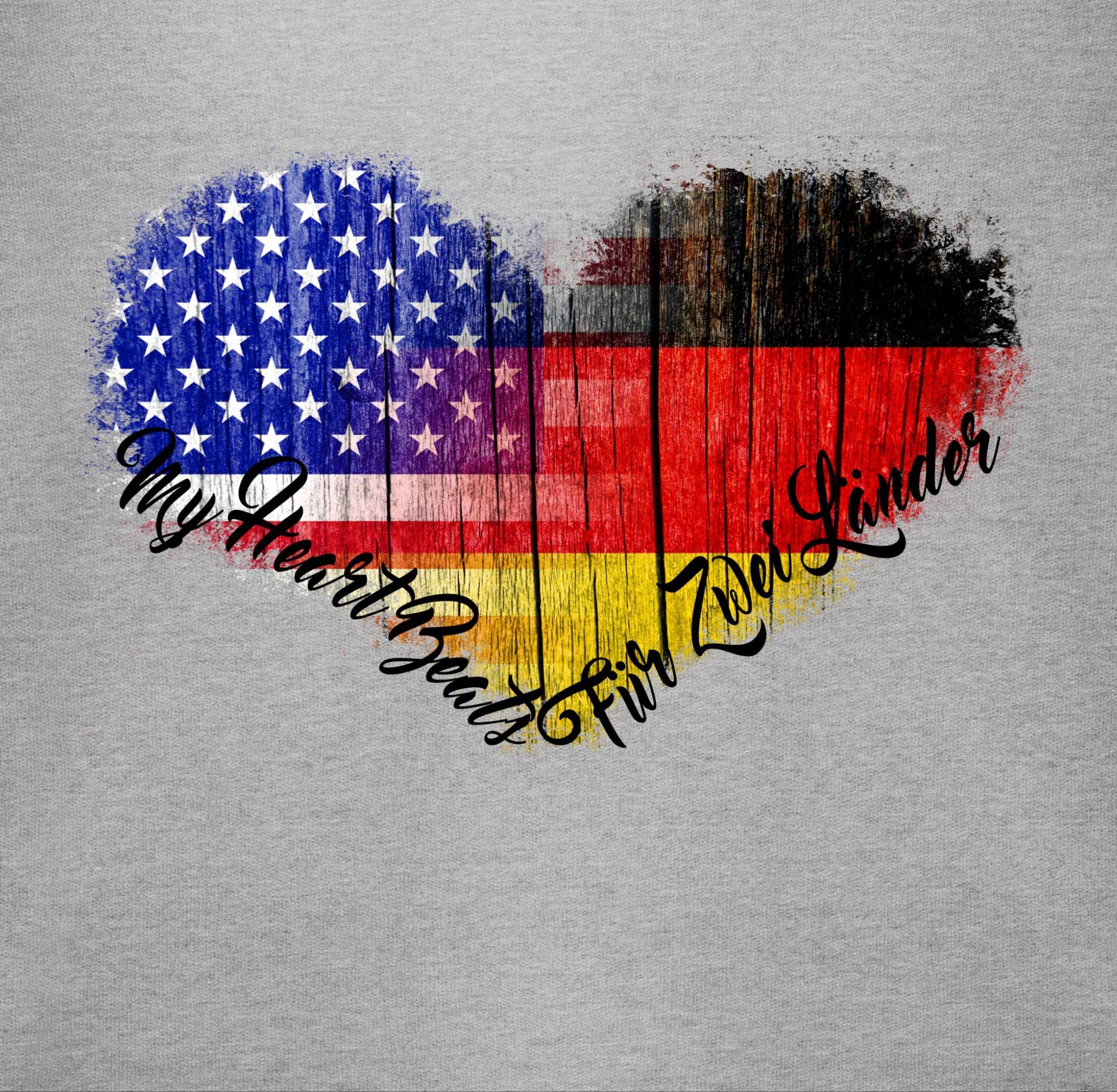 Shirtracer Shirtbody USA 2 meliert Flaggen Amerika Deutschland Grau Germandy