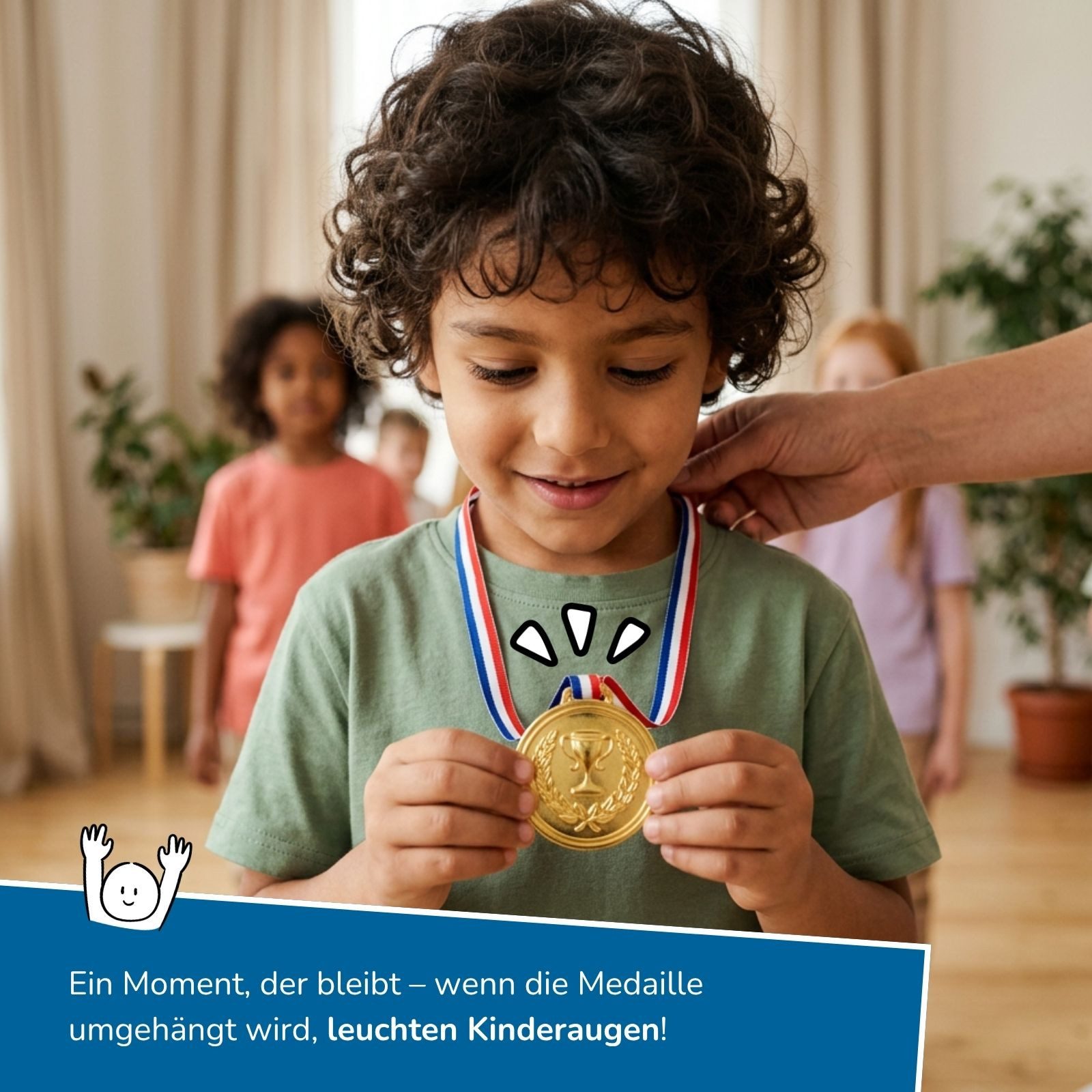 alldoro Spielesammlung Gold-Medaillen für Kinder, 30 Medaillen mit sicherem Steckverschluss, Ideal für Kindergeburtstag, Sportfest & Kinderolympiade, ab 3 Jahren