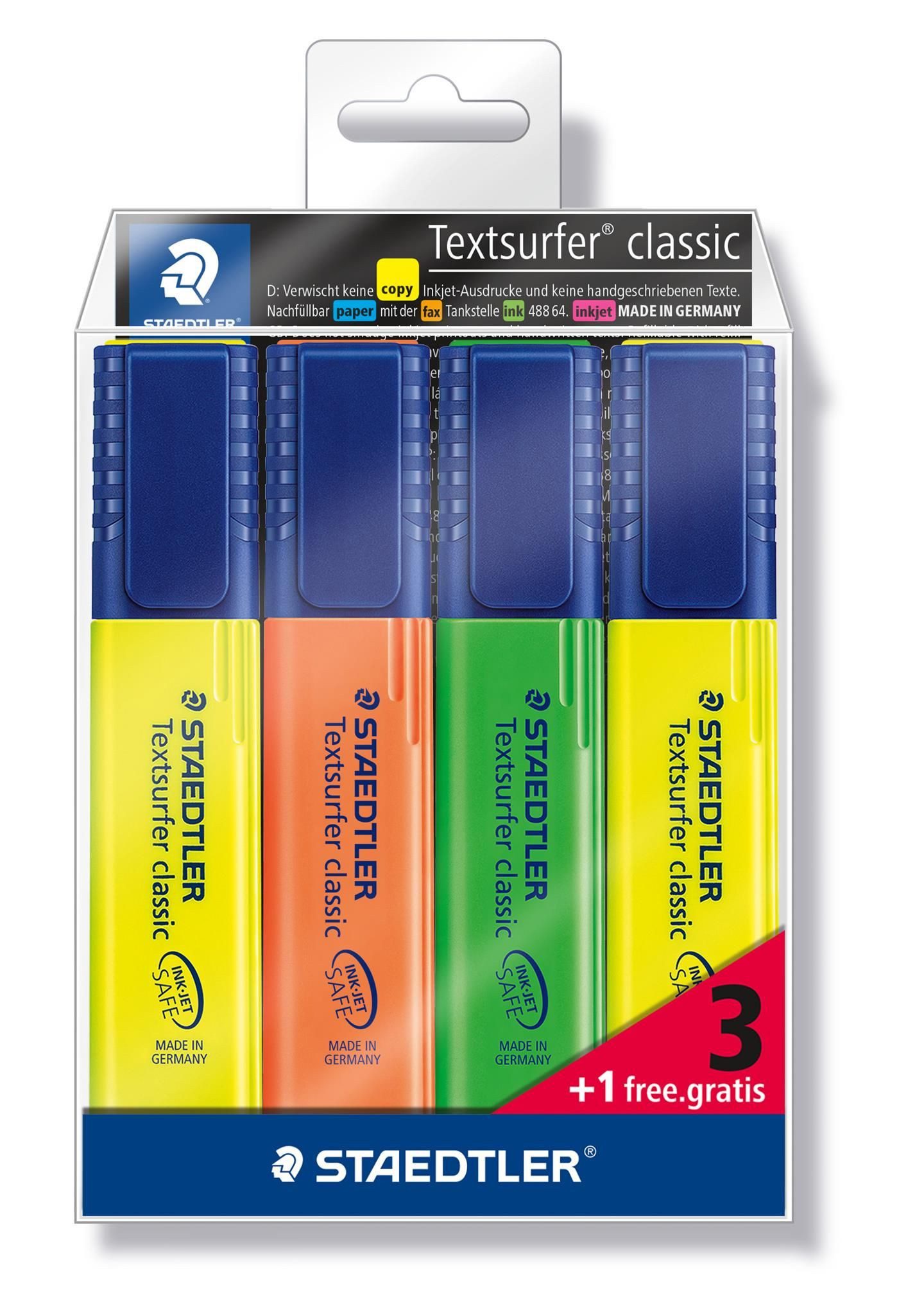 STAEDTLER Marker Staedtler Textmarker Textsurfer clas 4St Etui