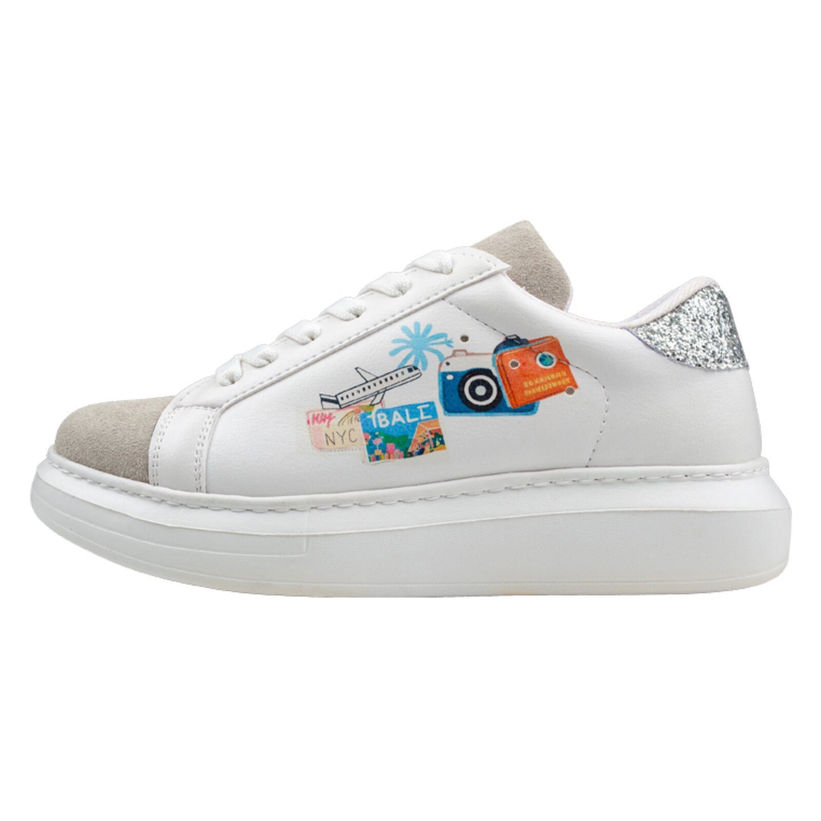 DOGO Verona Low-Top Sneaker Travel Collage Damen Sneaker Sneaker Handgefertigt