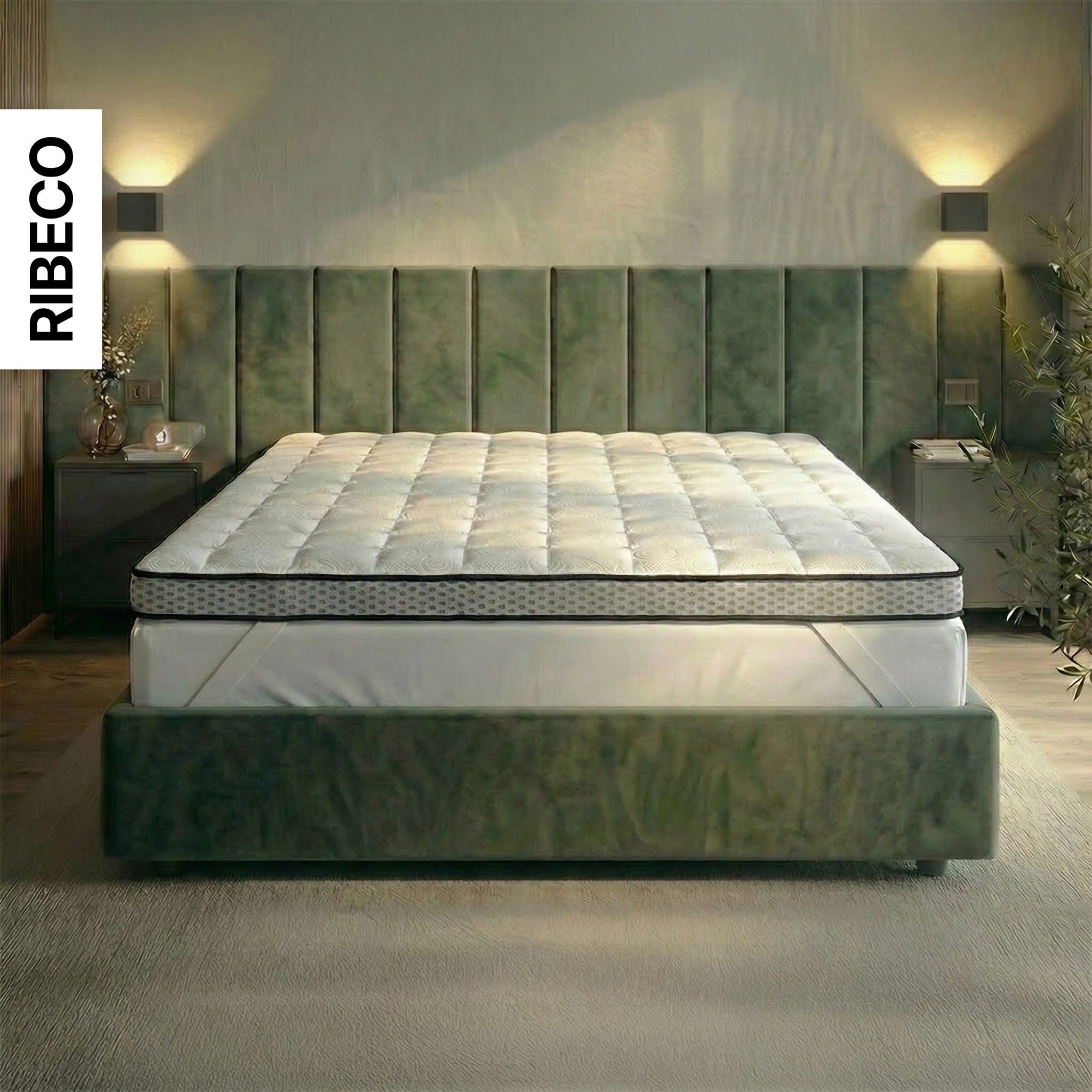 RIBECO, Topper Aaron, Topper 90x200 cm,180x200 cm, 8 cm hoch, Gelschaum, Matratze, Boxspringbett geeignet, ergonomisch, Made in EU