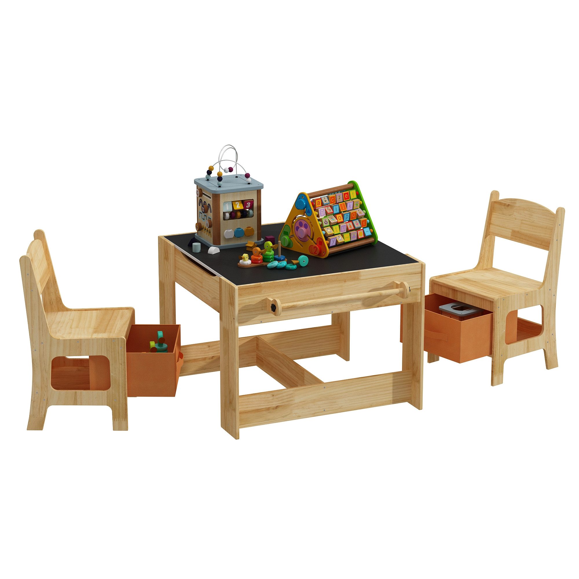 FUFU&GAGA Kindersitzgruppe Kinderspieltisch mit Stühlen, Natur, Massivholz günstig online kaufen