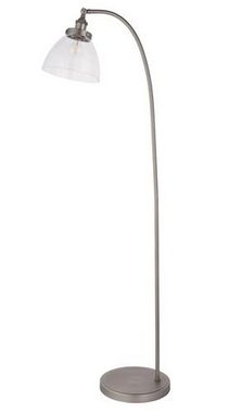 Brilliant Stehlampe Noami, ohne Leuchtmittel, mit Fußschalter, 152 cm Höhe, E27, Metall/Glas, silber