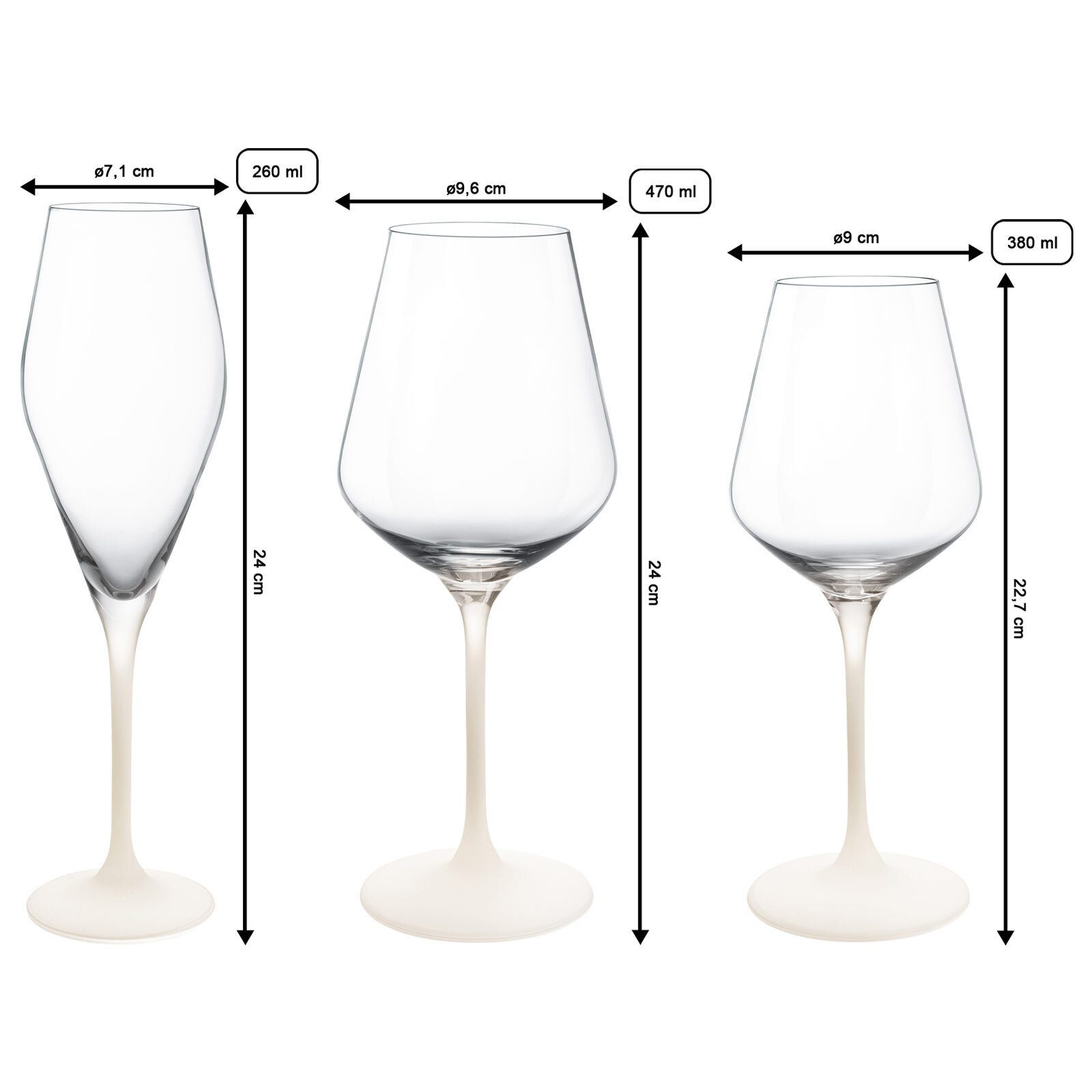 Villeroy & Boch Gläser-Set Manufacture Rock Blanc Wein- und Sektgläser Set, 12-tlg., Kristallglas