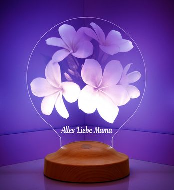 Geschenkelampe LED Nachttischlampe Plumeria Blumen Personalisierte Geschenke für Mama, Leuchte 7 Farben fest integriert, Geschenk für Muttertag, beste Mama der Welt, Mama, Frau, Oma, Mom