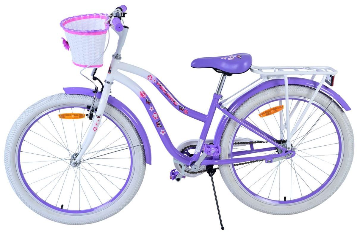 Volare 24-inch children's bicycle, girls' bike, LOVELY purple 24123, 1 gear, coaster brake, basket, kickstand, luggage rack, mudguards